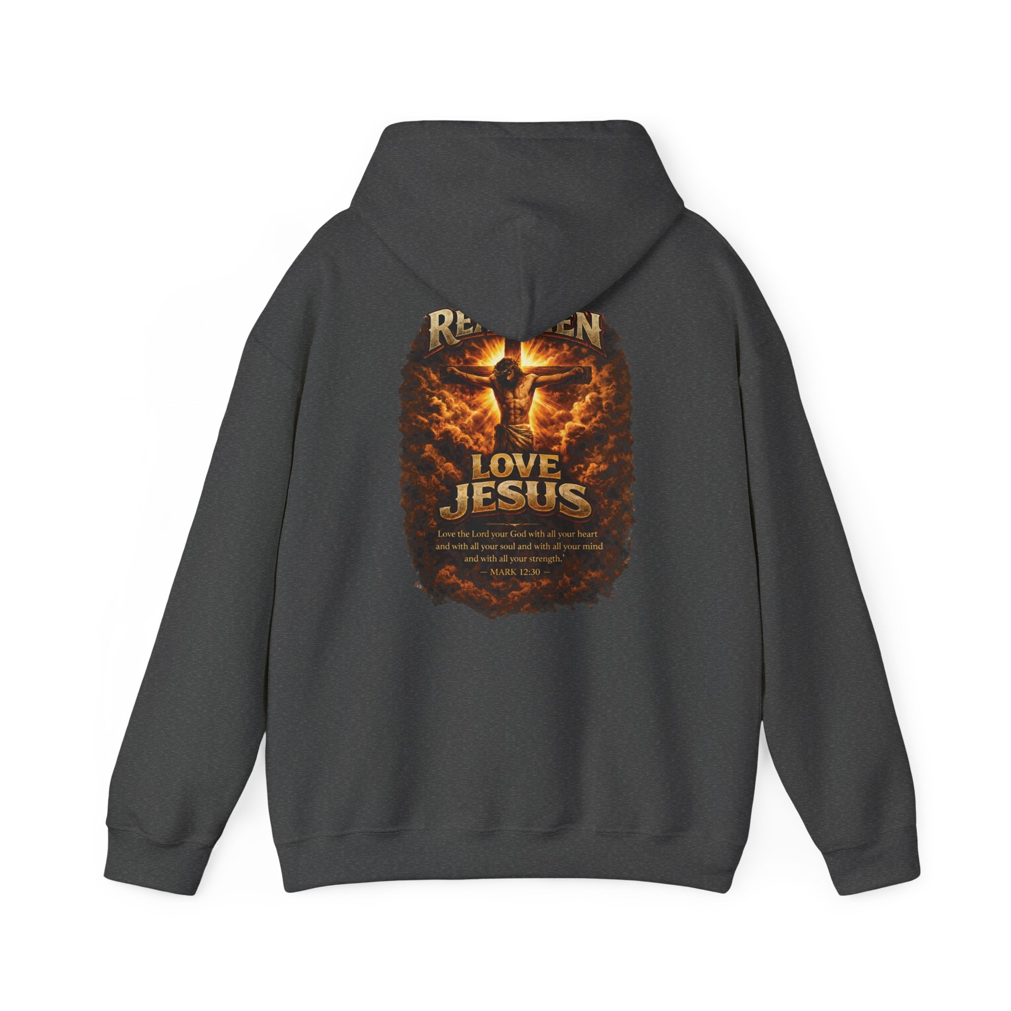 Real Men Love Jesus Hoodie, Mark 12:30 Christian Pullover Hoodie, Bold Faith Jesus Sweatshirt, Christian Mens Hoodie, Redeemed Faith Apparel