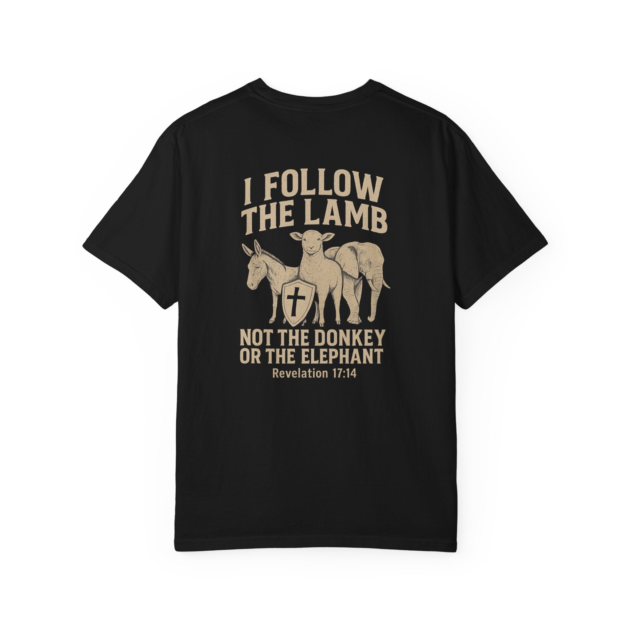 Christian Shirt, I Follow The Lamb Not The Donkey Or Elephant, Revelation 17:14 T-Shirt, Jesus Over Politics Tee, Redeemed Faith Apparel