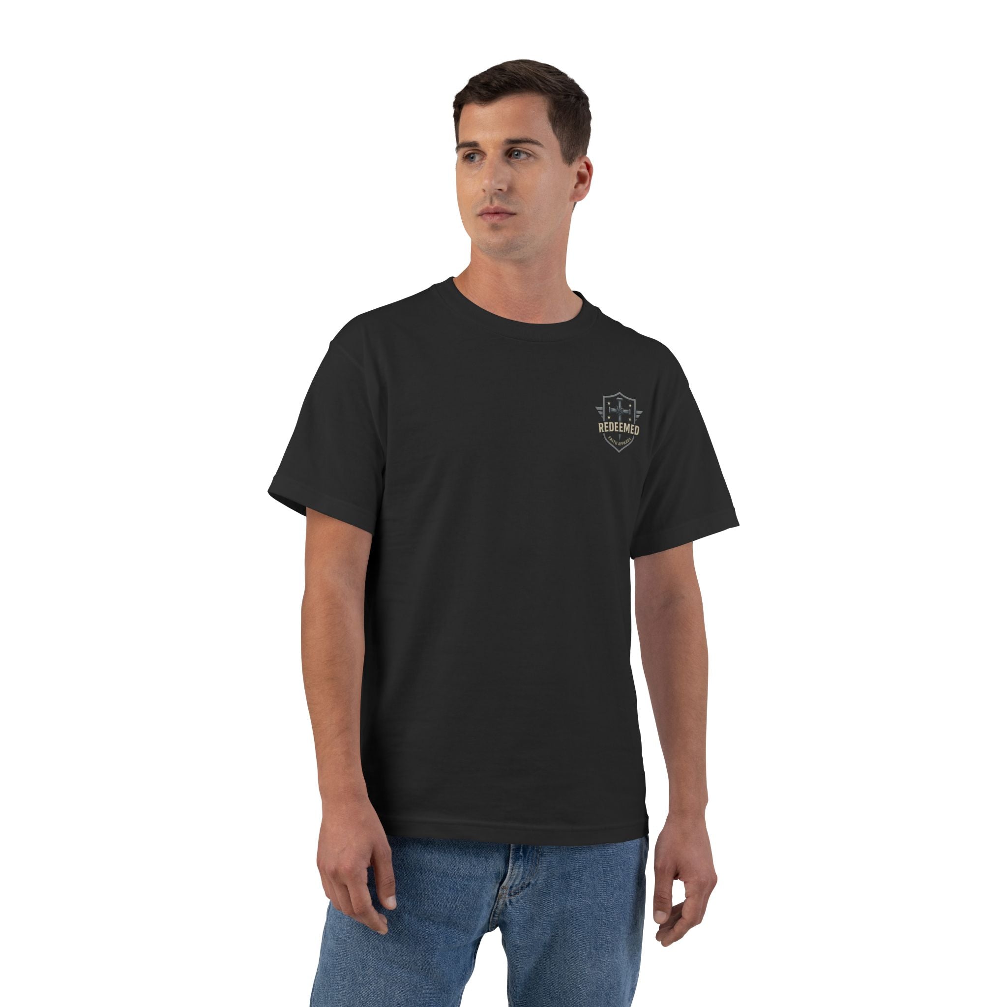 Redeemed Christian T-Shirt | Galatians 2:20 Shirt | Faith-Based Apparel | Cross Design | Religious Gift for Men & Women | Redeemed Faith Tee