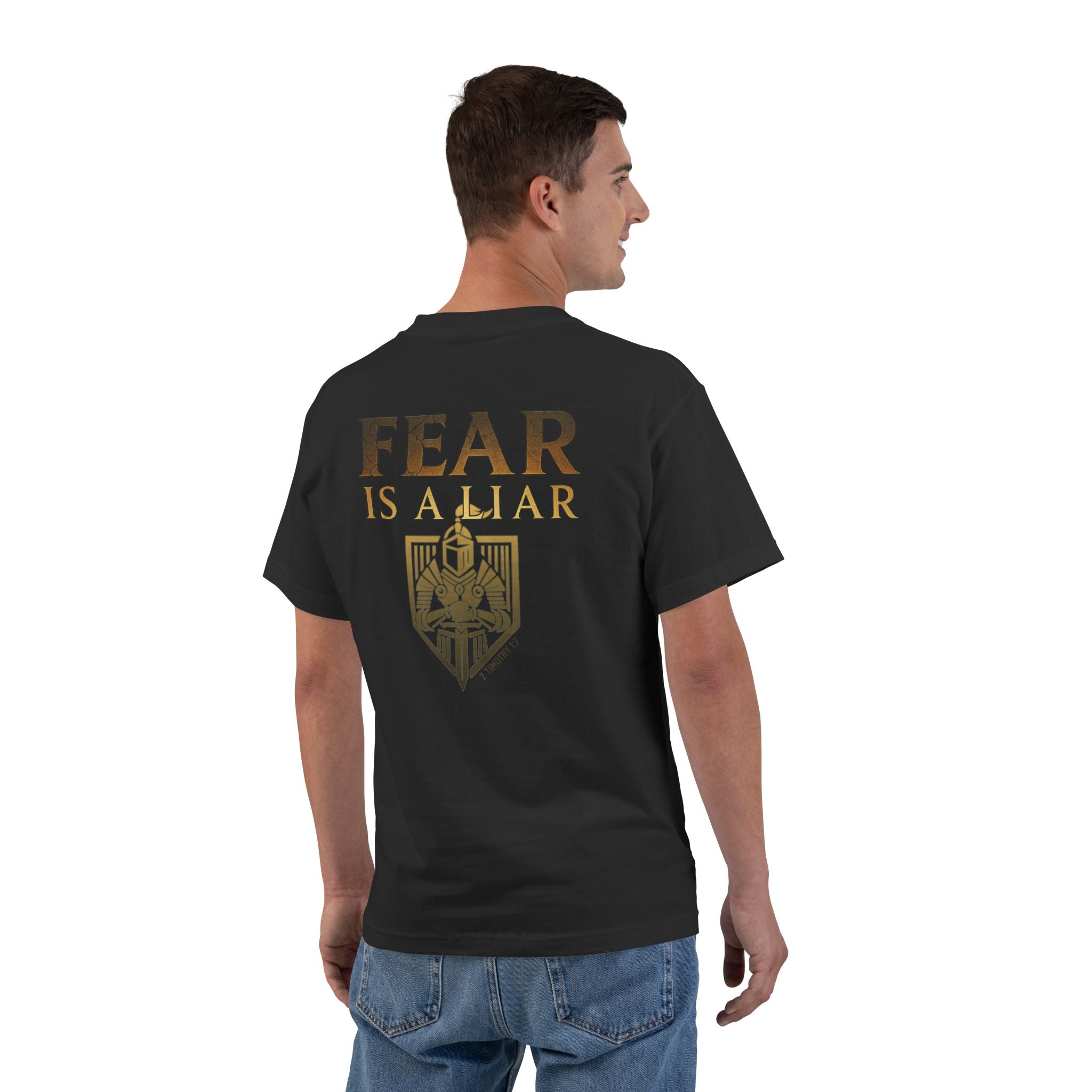 Fear Is A Liar T-Shirt - 2 Timothy 1:7, Christian Warrior Tee, Courageous Shirt, Armor of God Shirt, Christian Gift for Any Occasion