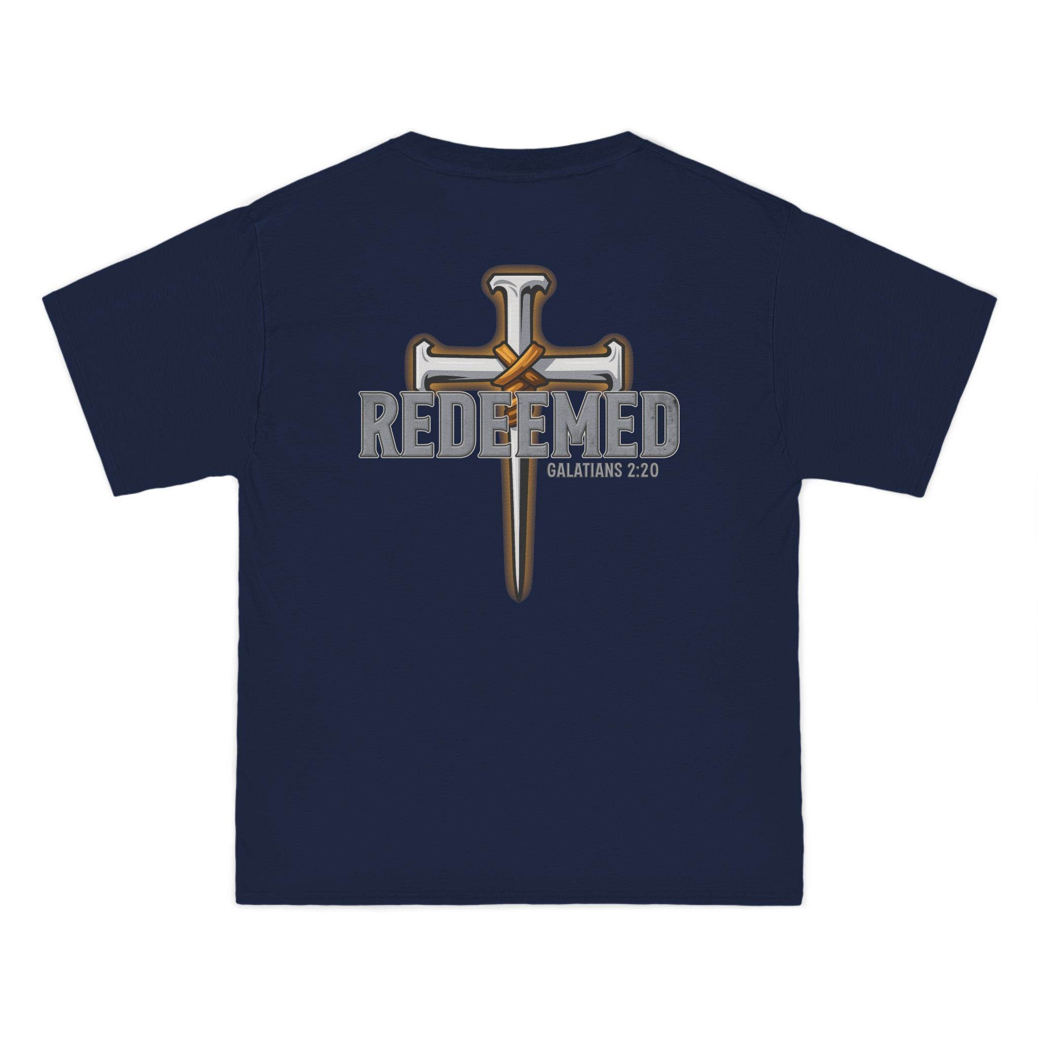 Redeemed Christian T-Shirt | Galatians 2:20 Shirt | Faith-Based Apparel | Cross Design | Religious Gift for Men & Women | Redeemed Faith Tee