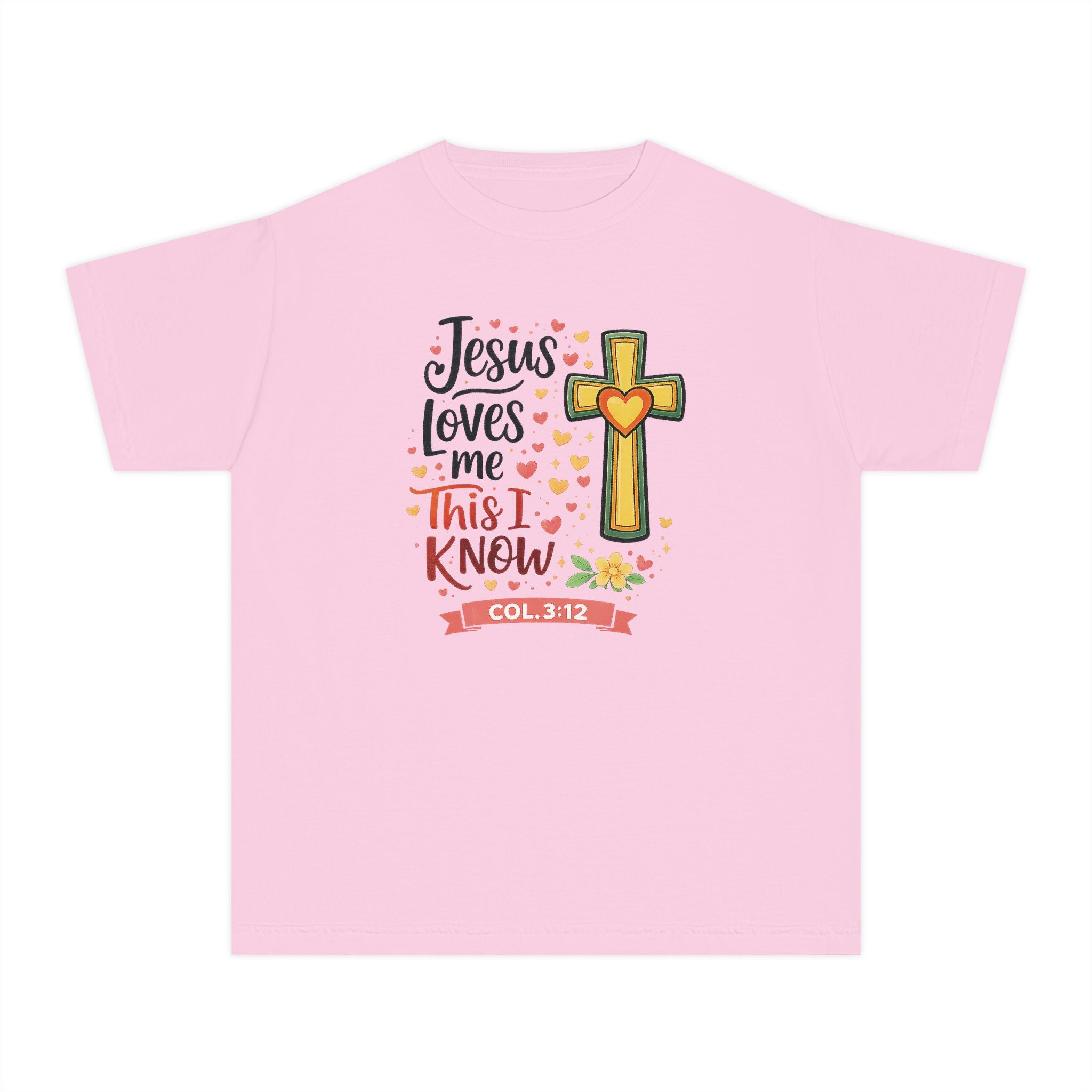 Jesus Loves Me Youth Shirt, Christian Youth T Shirt, Bible Verse Youth Tee, Faith Shirt for Girls Boys, Church Youth Shirt Colossians 312