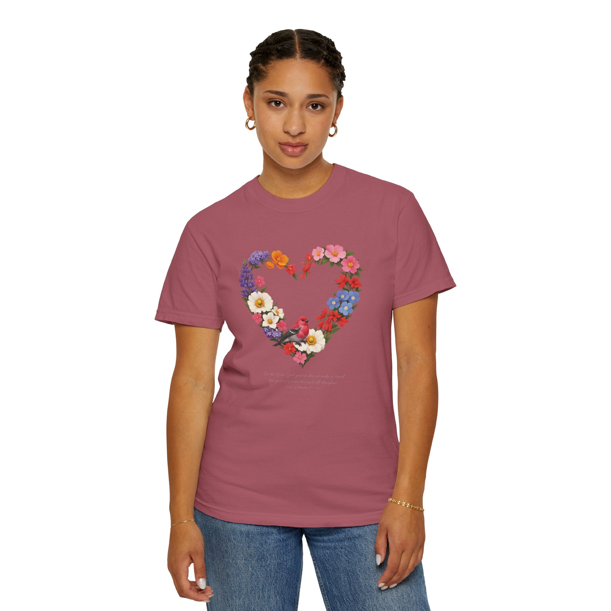 For God Has Not Given Us A Spirit Of Fear Floral Tee, 2 Timothy 1:7 Shirt, Christian Women Gift, Wildflower Heart, Redeemed Faith Apparel
