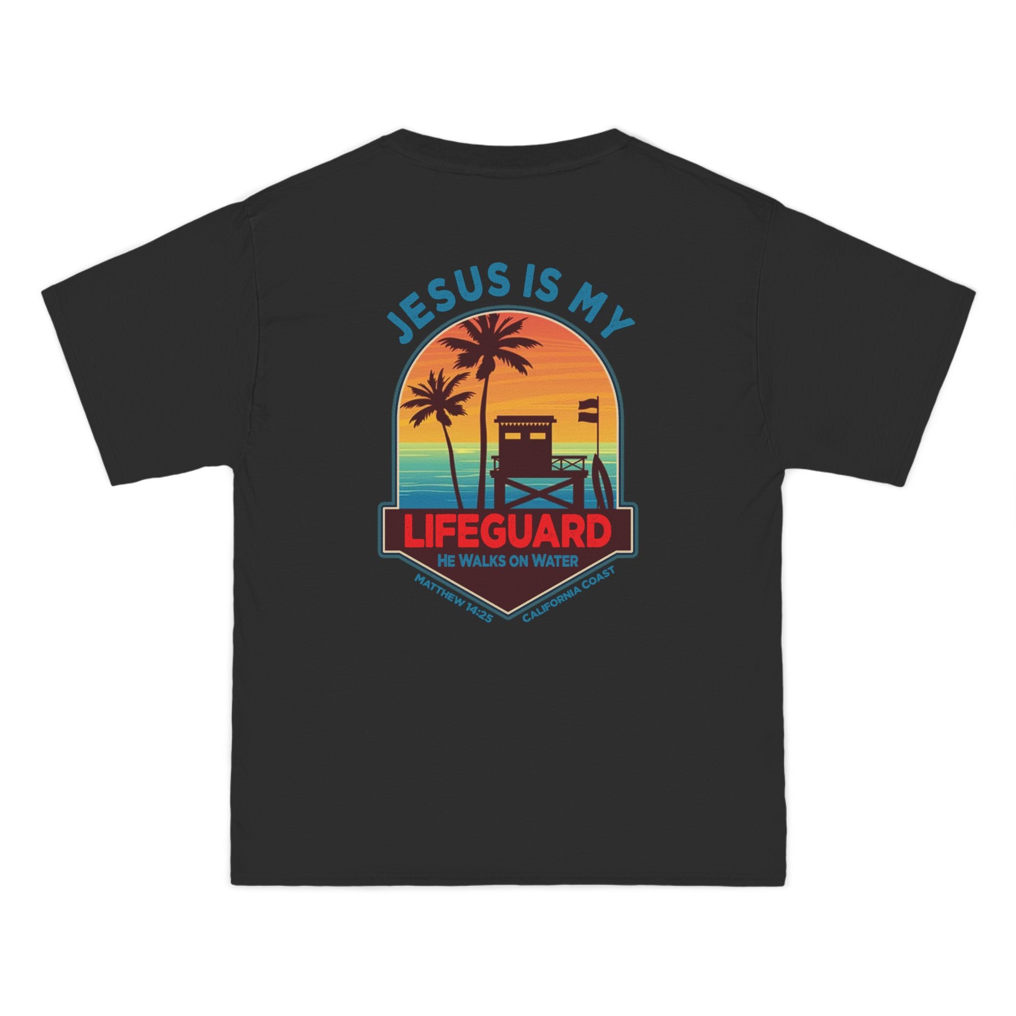 CA-Jesus Is My Lifeguard Shirt, He Walks on Water T-shirt, California Coast, Matthew 1425, Surfing T Shirt, God Bless America Collection