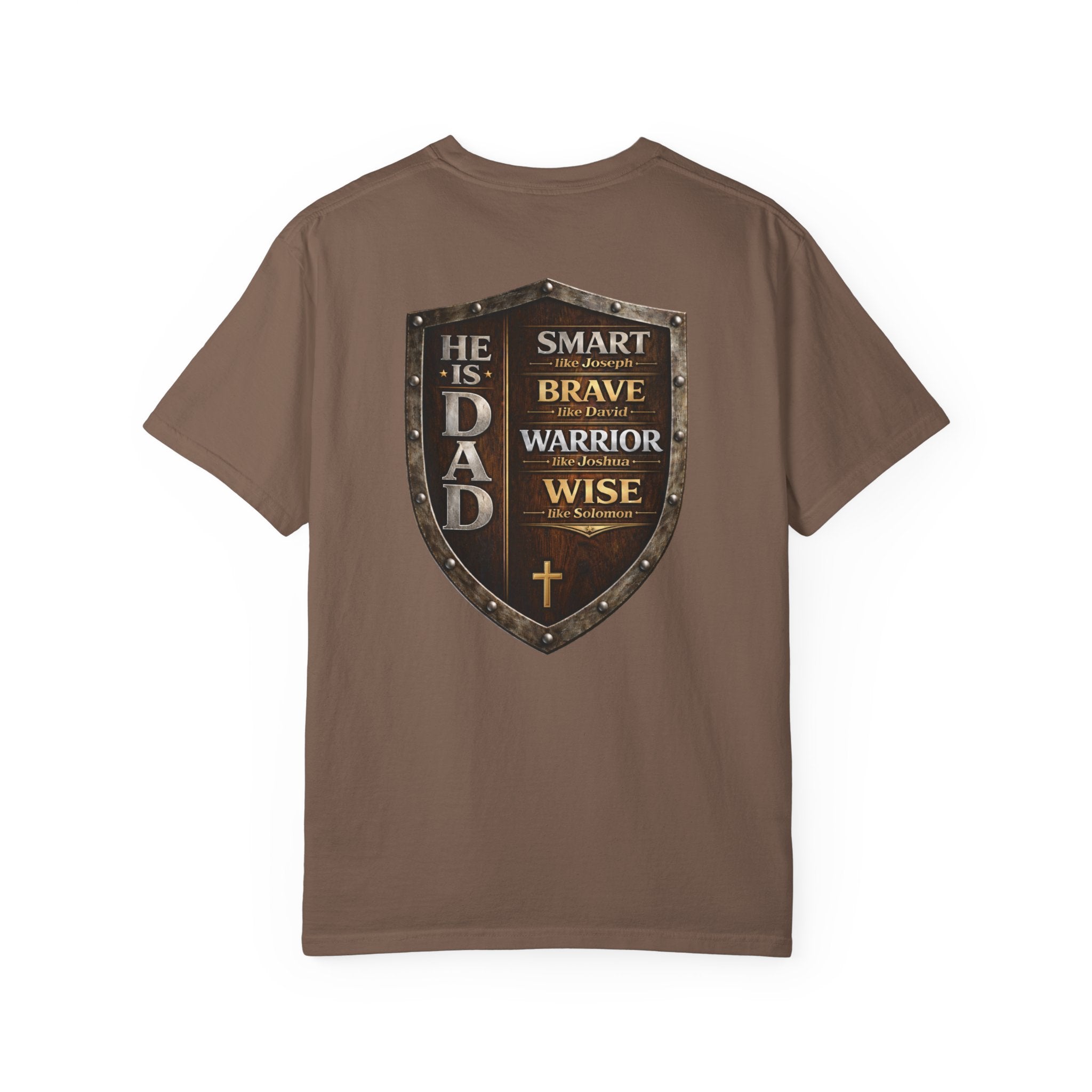 Christian Dad Shield Shirt, Smart Brave Warrior Wise Father Tee, Man of God Dad Shirt, Christian Father Gift, Redeemed Faith Apparel