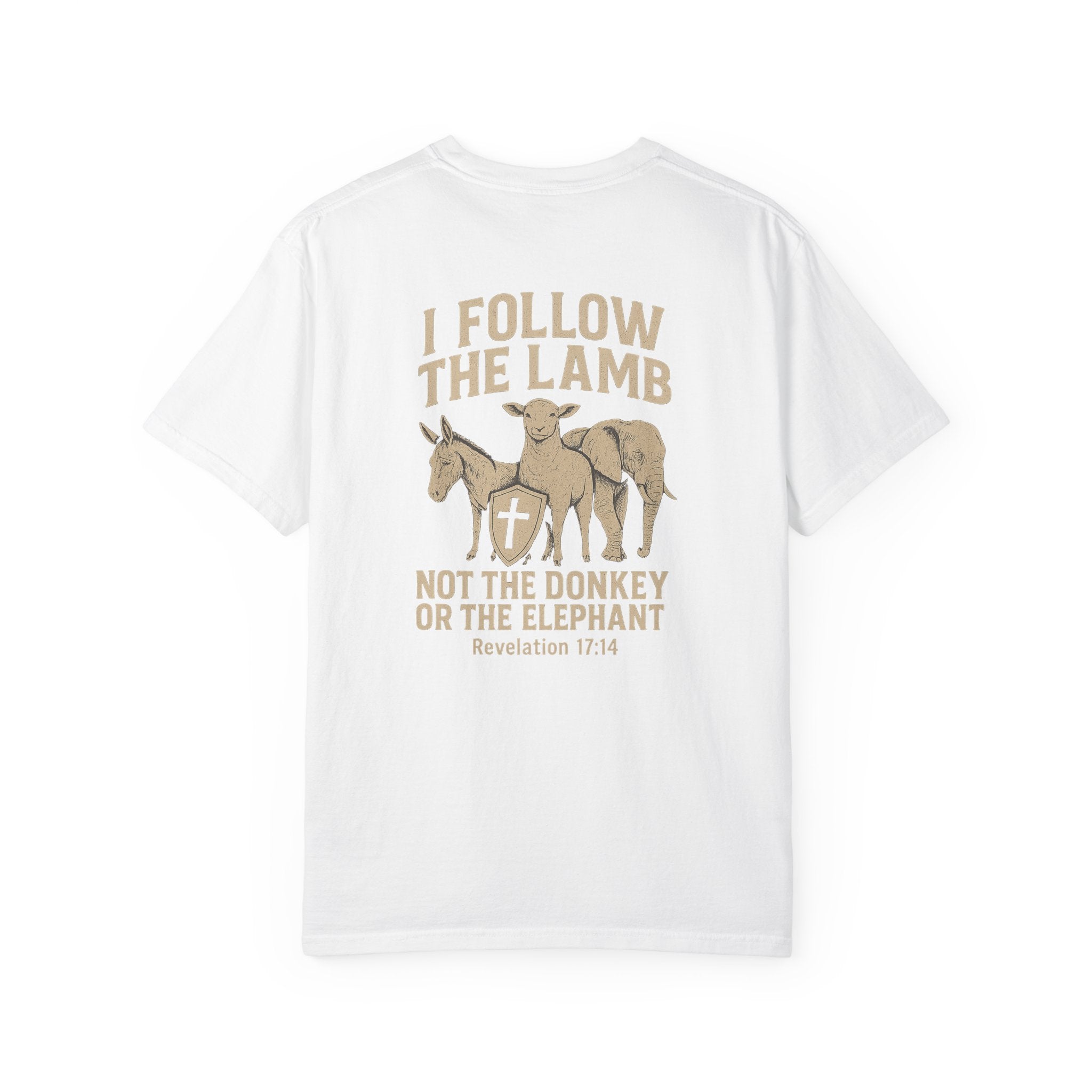 Christian Shirt, I Follow The Lamb Not The Donkey Or Elephant, Revelation 17:14 T-Shirt, Jesus Over Politics Tee, Redeemed Faith Apparel