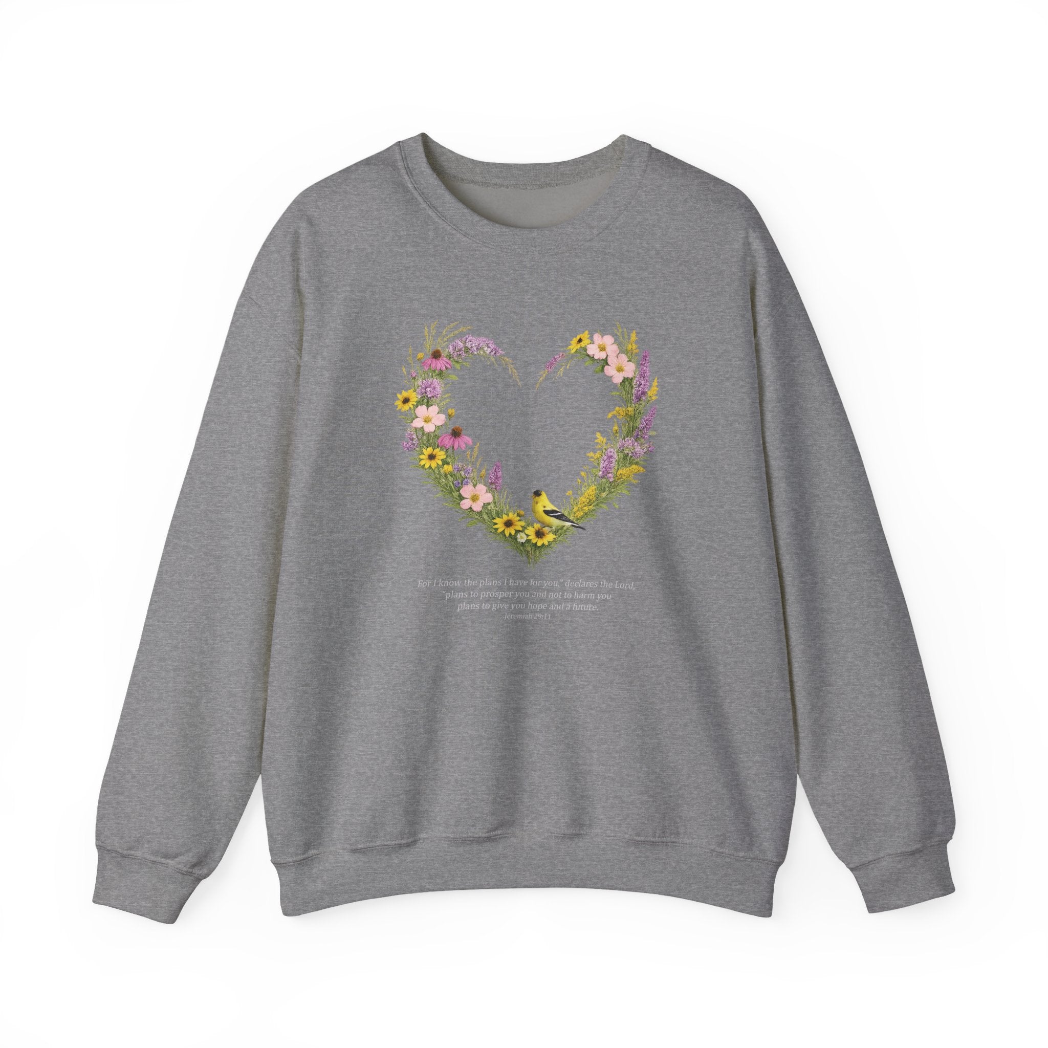 Jeremiah 29 11 Sweatshirt, Christian Floral Faith Sweatshirt, Wildflower Heart Bird Womens Gift, Redeemed Faith Apparel, Boho Sweatshirt