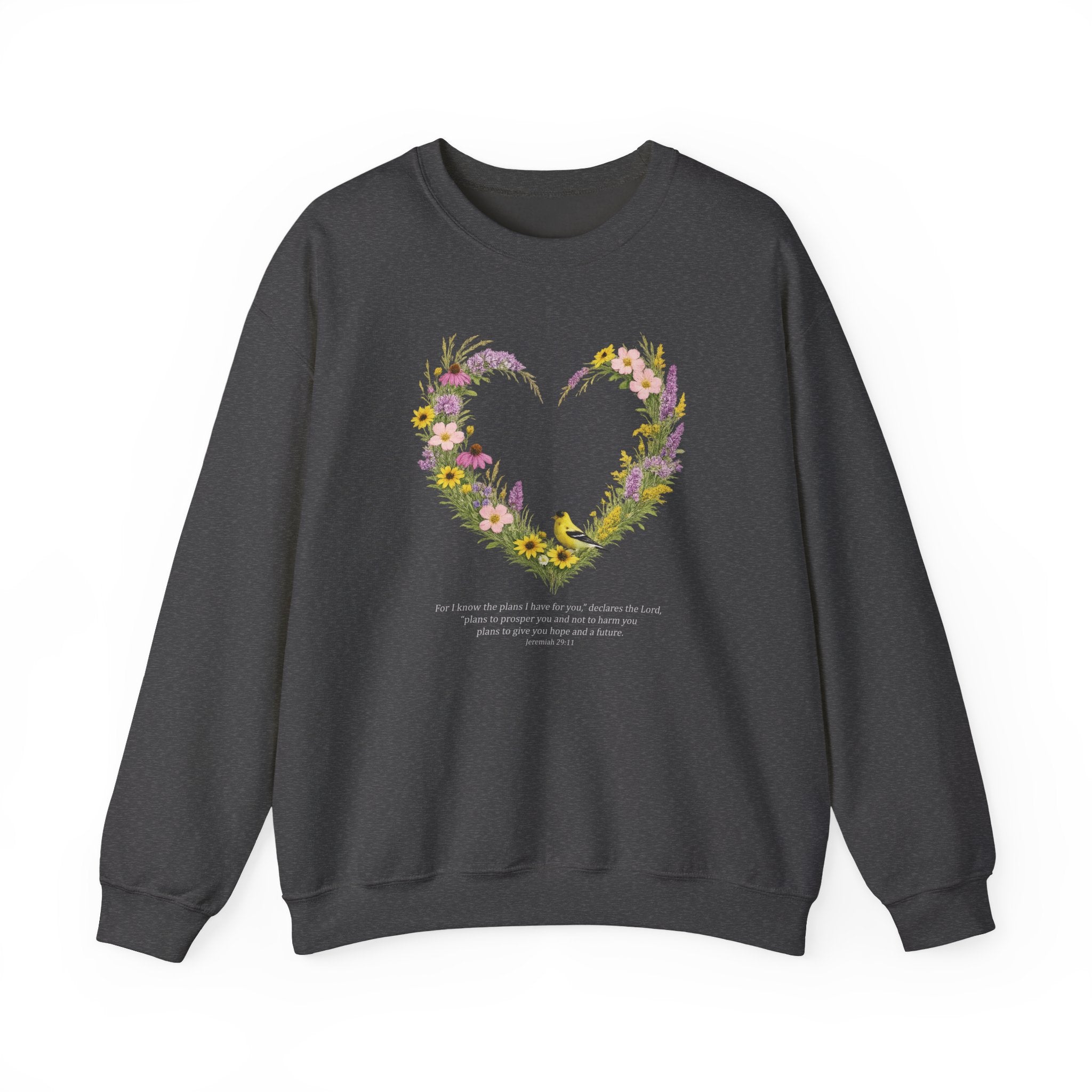 Jeremiah 29 11 Sweatshirt, Christian Floral Faith Sweatshirt, Wildflower Heart Bird Womens Gift, Redeemed Faith Apparel, Boho Sweatshirt