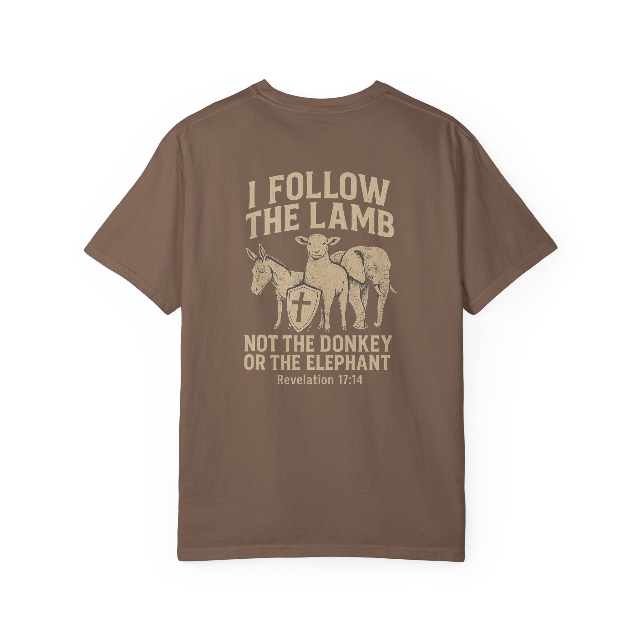 Christian Shirt, I Follow The Lamb Not The Donkey Or Elephant, Revelation 17:14 T-Shirt, Jesus Over Politics Tee, Redeemed Faith Apparel