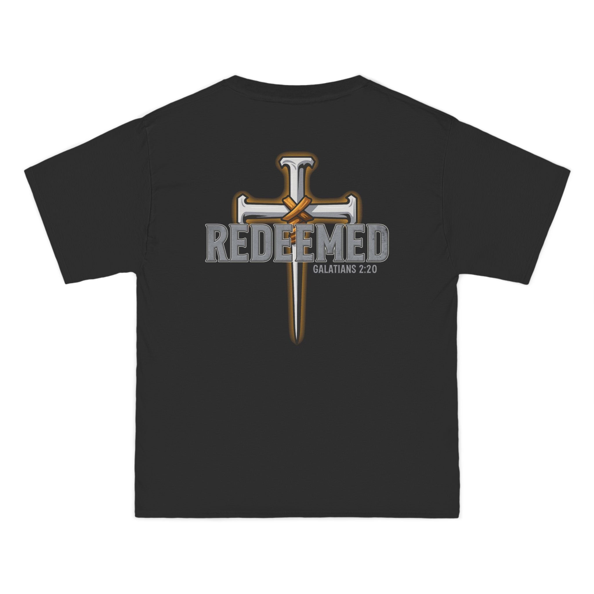 Redeemed Christian T-Shirt | Galatians 2:20 Shirt | Faith-Based Apparel | Cross Design | Religious Gift for Men & Women | Redeemed Faith Tee