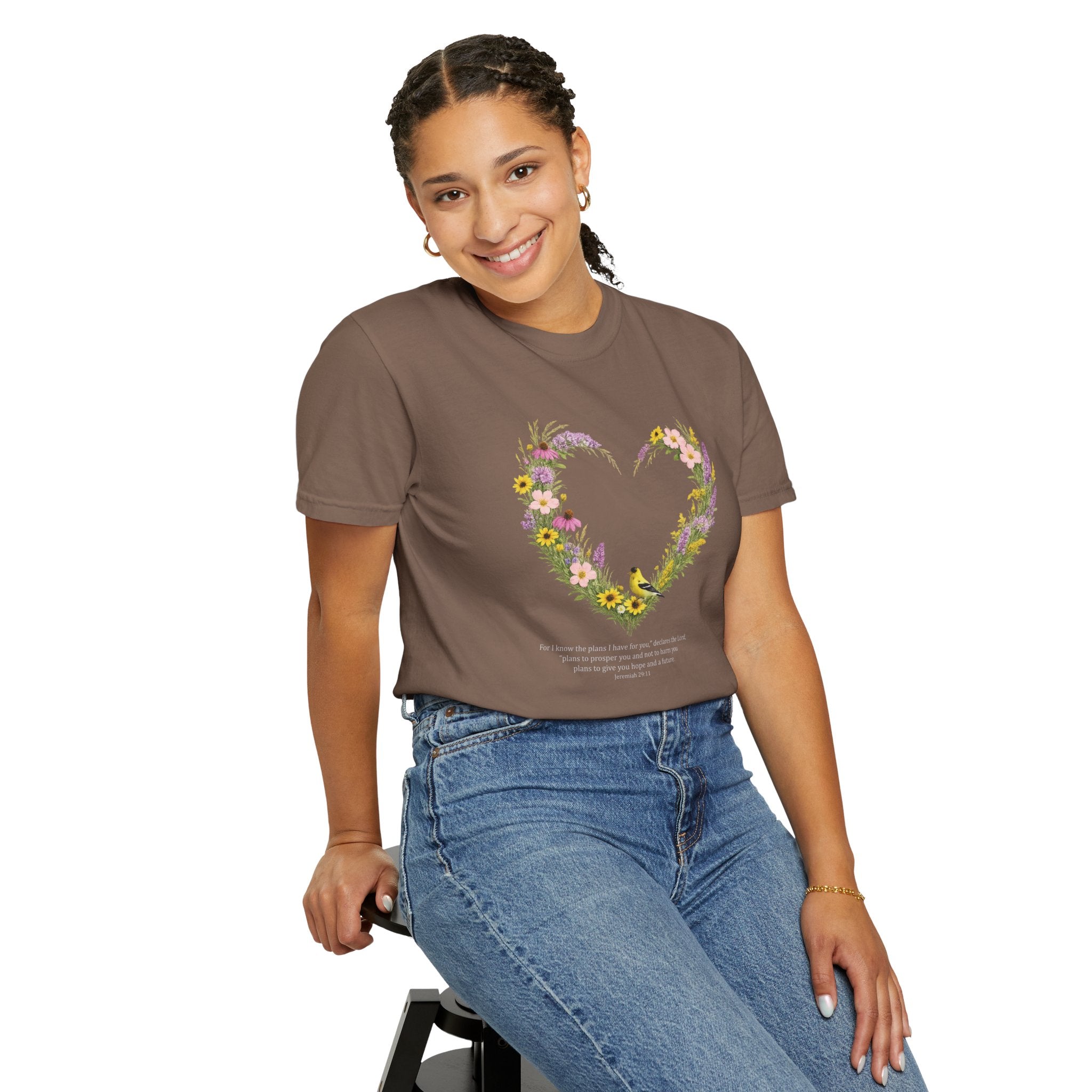 I Know The Plans I Have For You Floral Heart T-Shirt, Jeremiah 29:11 T Shirt, Christian Women Gift, Wildflower Heart, Redeemed Faith Apparel