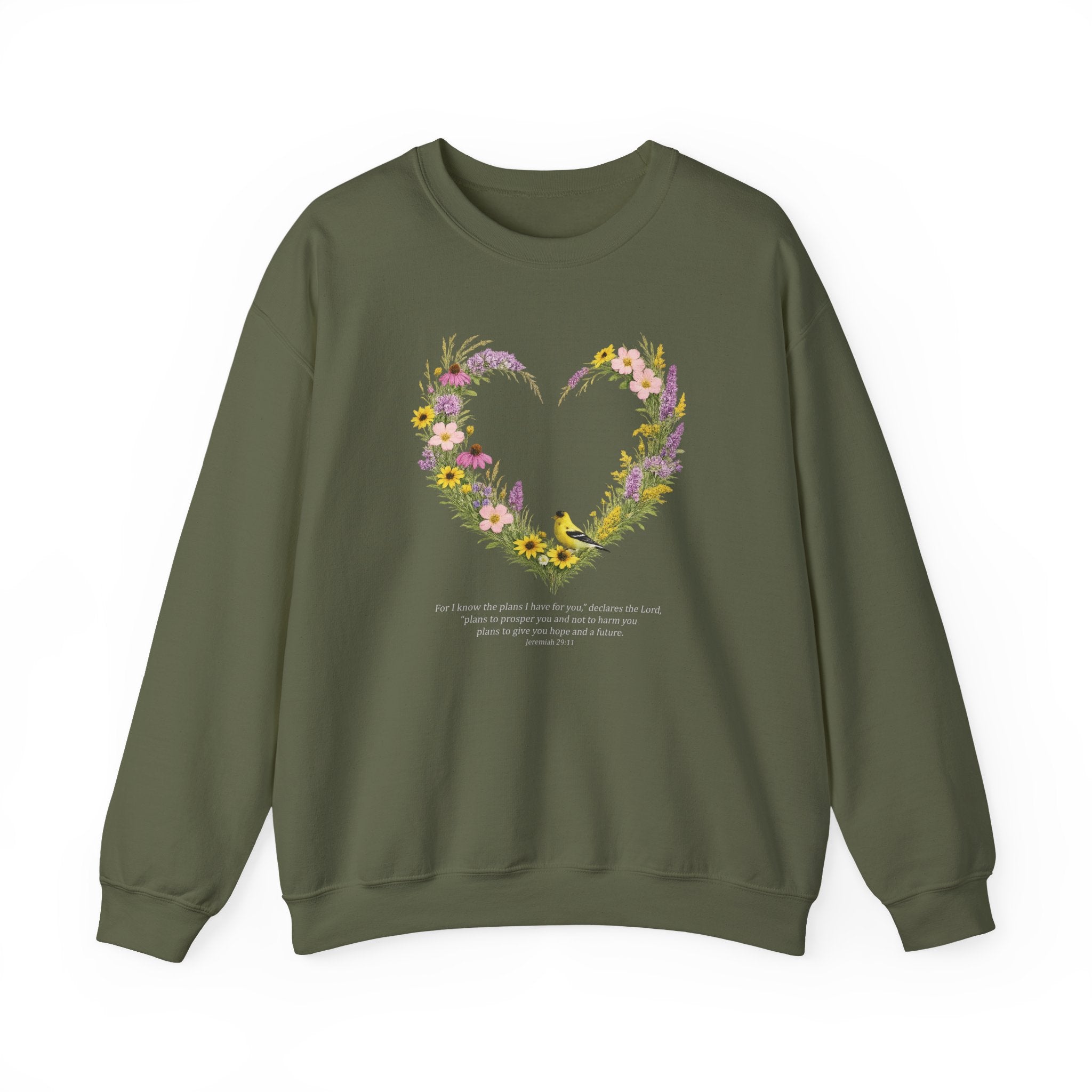 Jeremiah 29 11 Sweatshirt, Christian Floral Faith Sweatshirt, Wildflower Heart Bird Womens Gift, Redeemed Faith Apparel, Boho Sweatshirt
