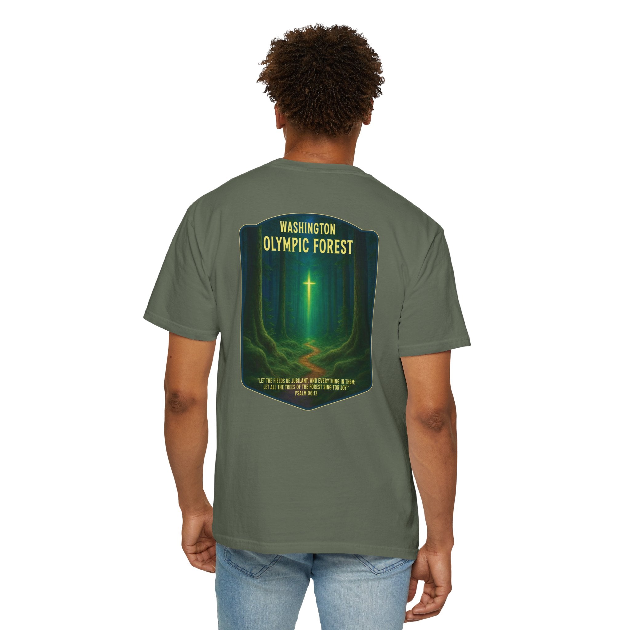 WA-Washington Olympic Forest Christian Shirt, Psalm 96:12, Let the Trees Sing, Faith Nature T, God Bless America Collection, Redeemed Faith