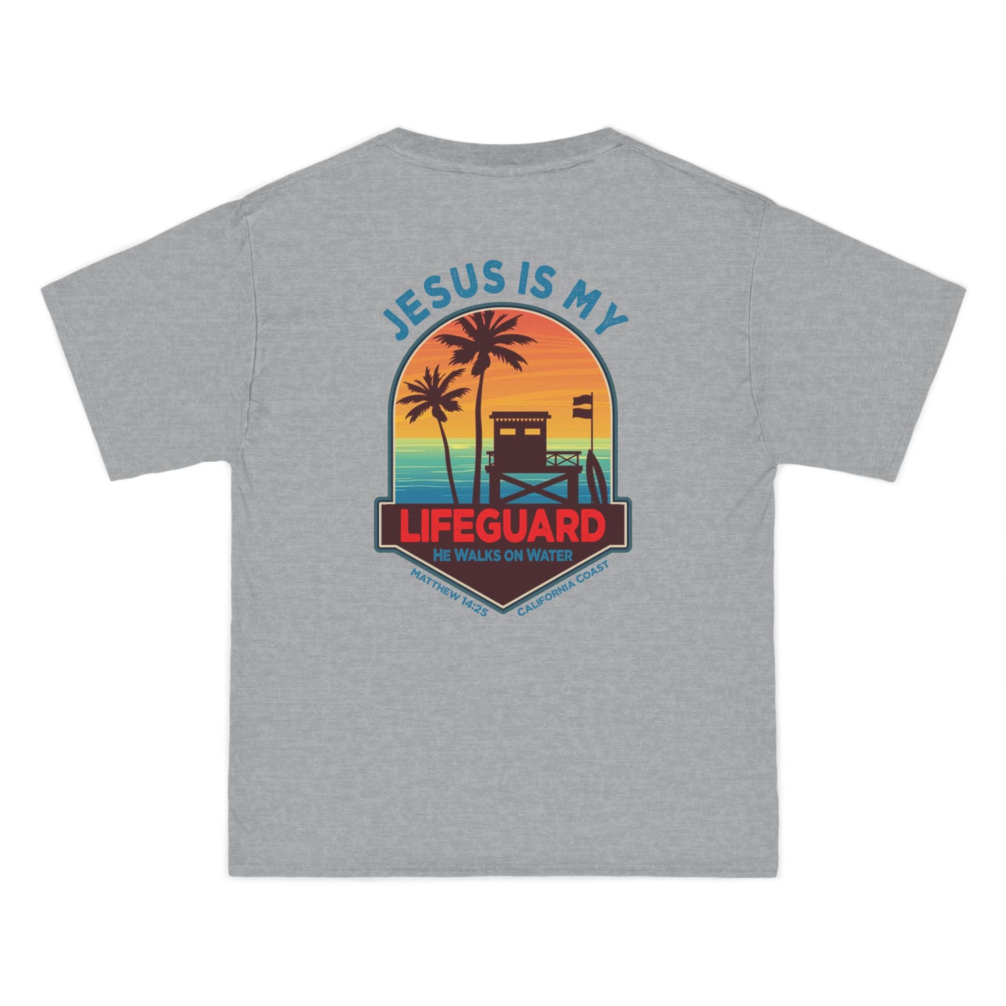 CA-Jesus Is My Lifeguard Shirt, He Walks on Water T-shirt, California Coast, Matthew 1425, Surfing T Shirt, God Bless America Collection