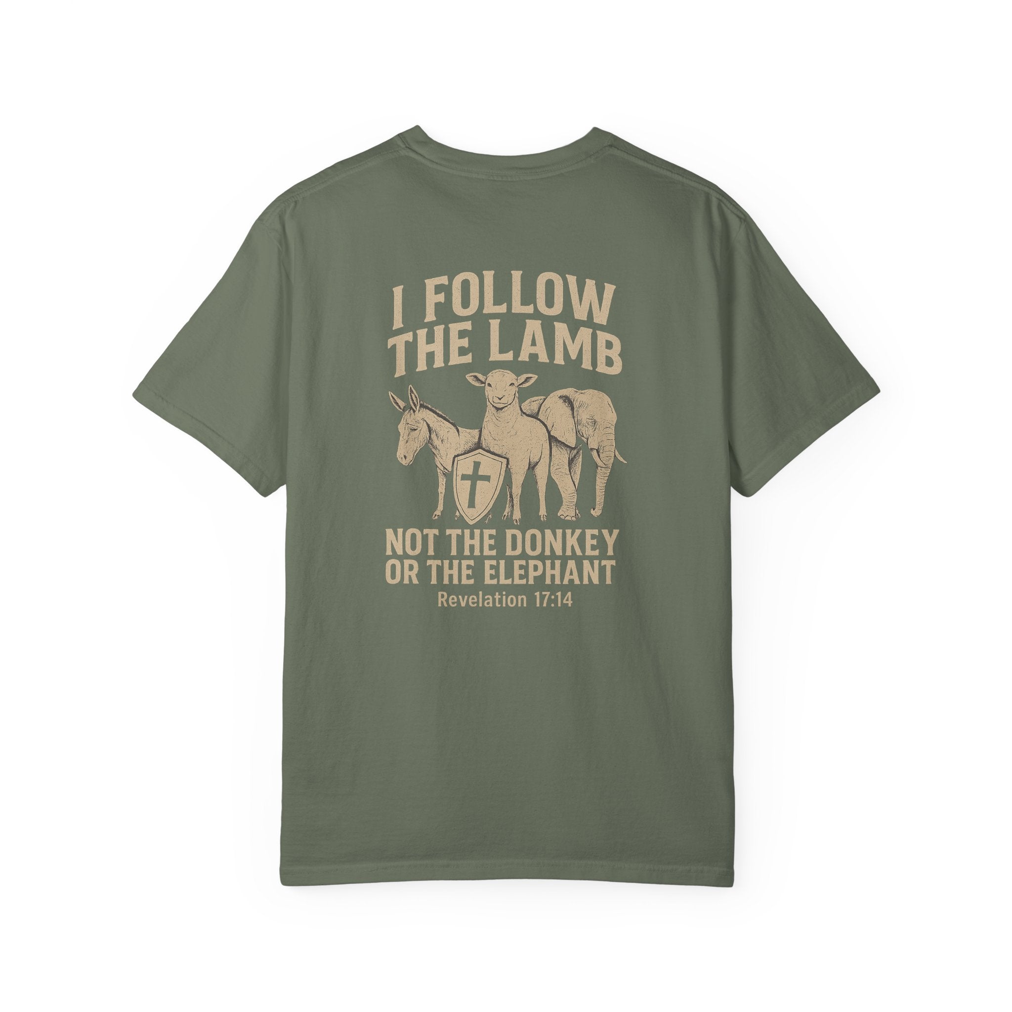Christian Shirt, I Follow The Lamb Not The Donkey Or Elephant, Revelation 17:14 T-Shirt, Jesus Over Politics Tee, Redeemed Faith Apparel
