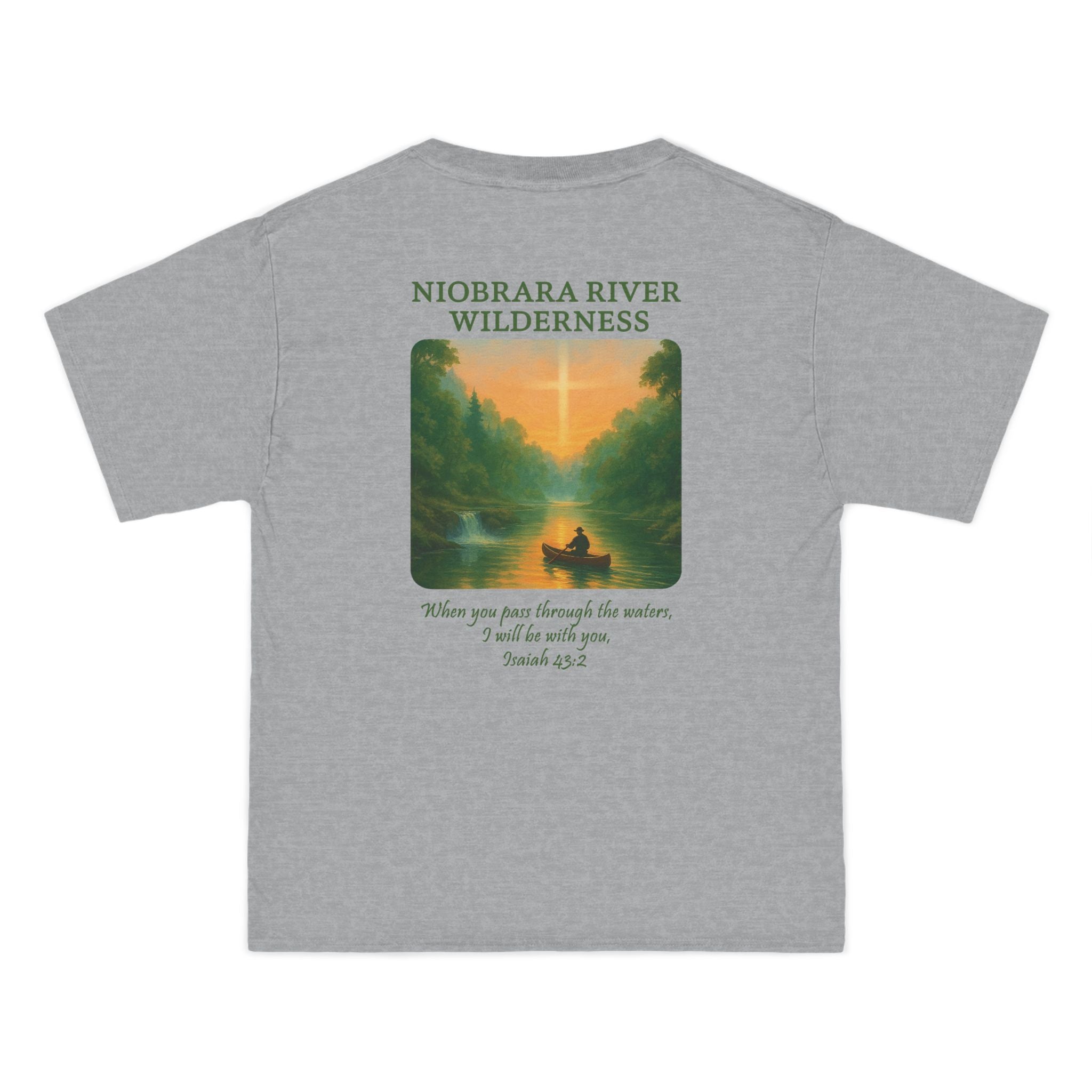 NB-Niobrara River Wilderness Shirt, Isaiah 43:2, Canoe Sunset, Nebraska Christian Tee, Outdoor Faith Apparel, God Bless America Collection