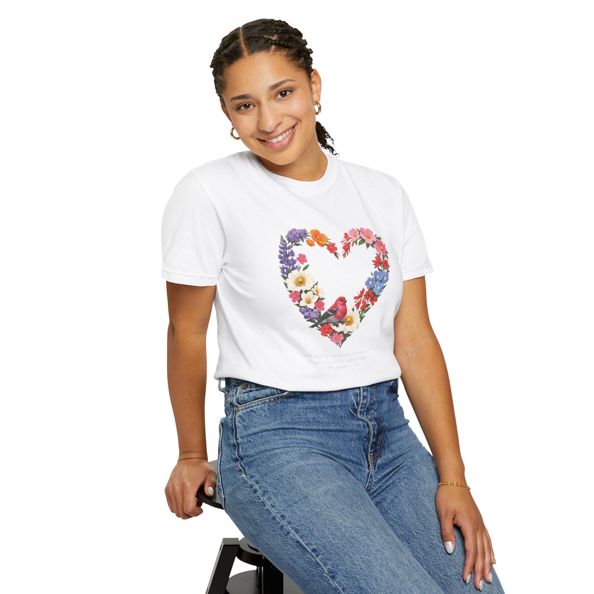 For God Has Not Given Us A Spirit Of Fear Floral Tee, 2 Timothy 1:7 Shirt, Christian Women Gift, Wildflower Heart, Redeemed Faith Apparel
