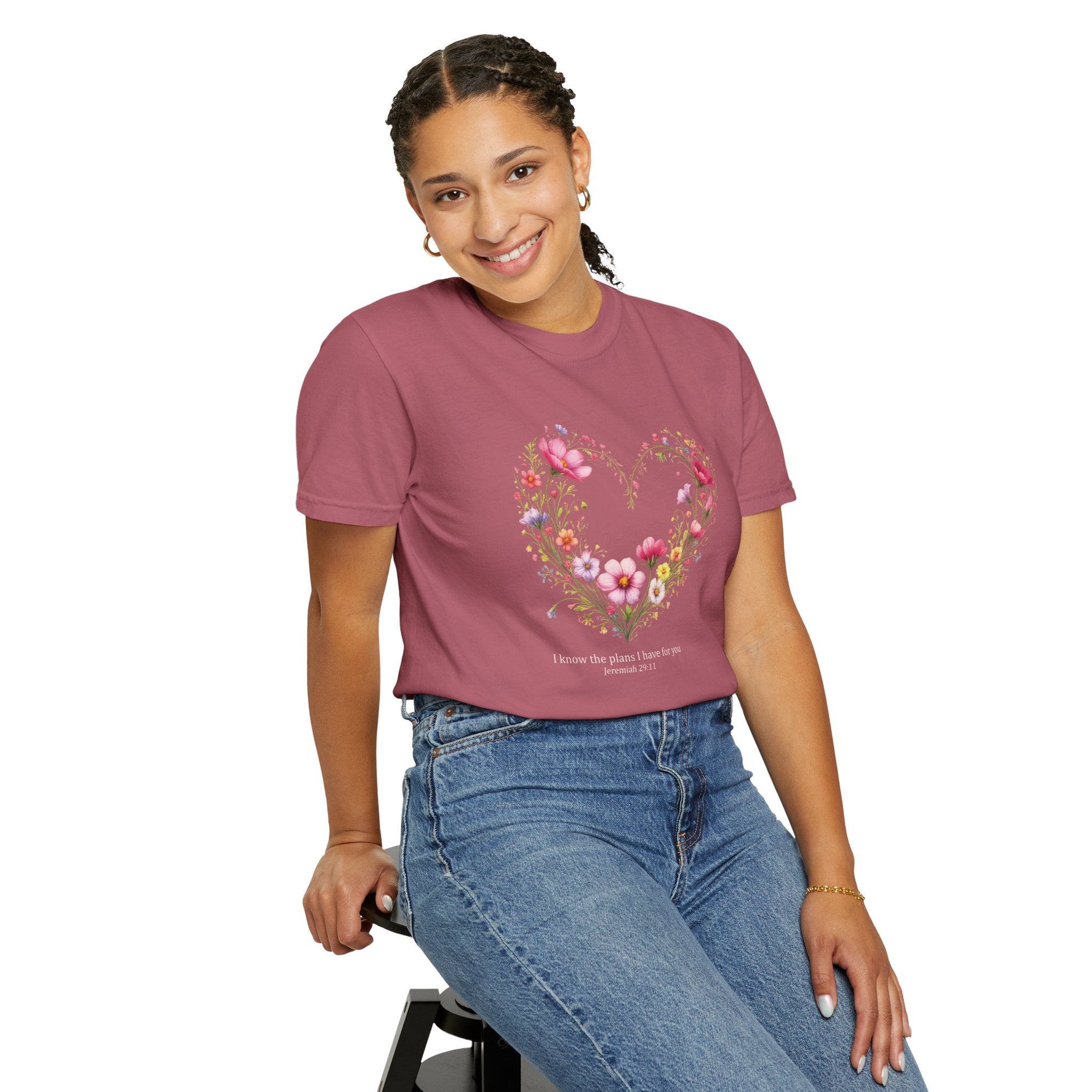 I Know The Plans I Have For You Floral Tee, Jeremiah 29:11 Christian Shirt, Christian Women Gift, Wildflower Heart, Redeemed Faith Apparel