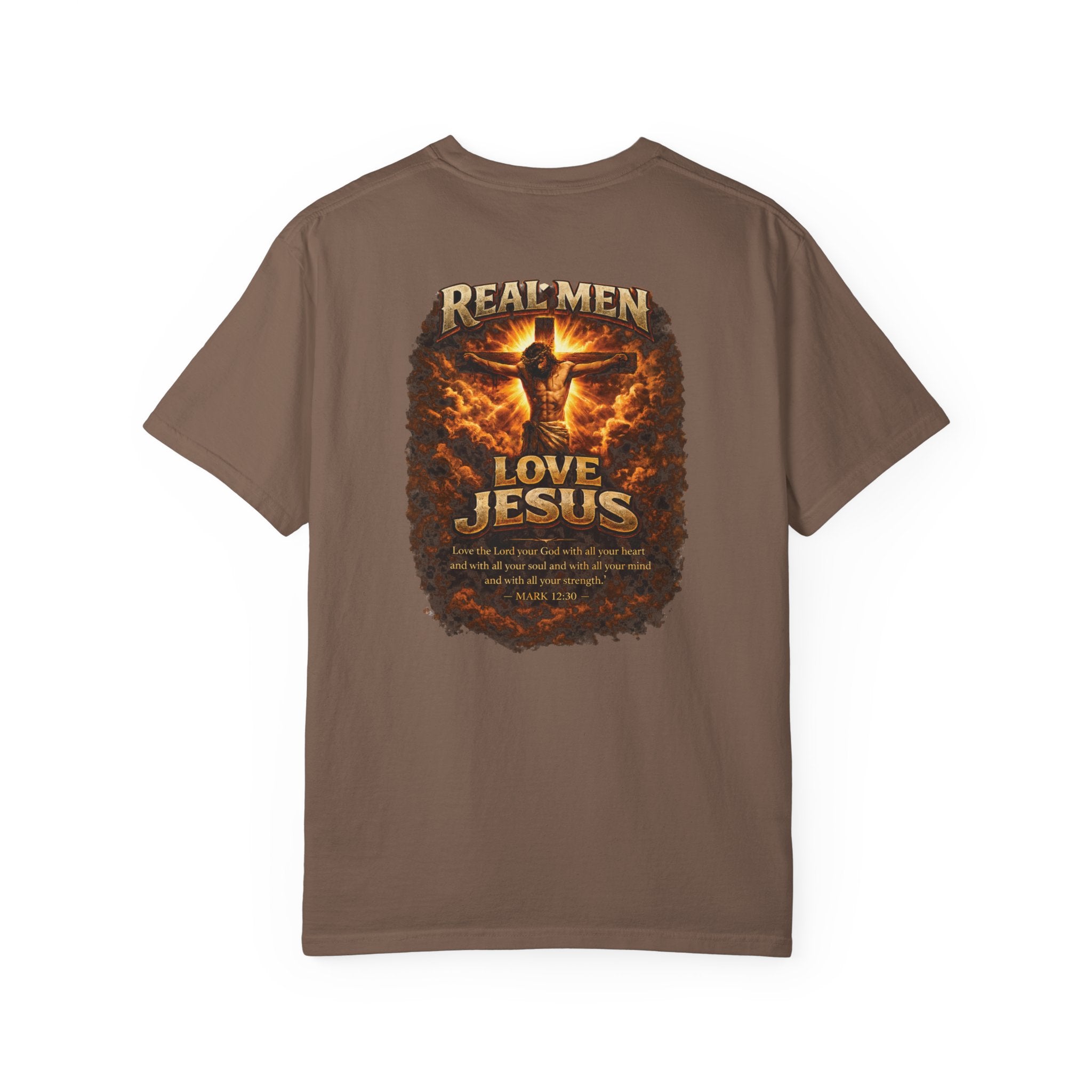 Real Men Love Jesus Shirt, Mark 12:30 Christian Cross Shirt, Bold Faith Jesus Crucifix Tee, Christian Mens Shirt, Redeemed Faith Apparel