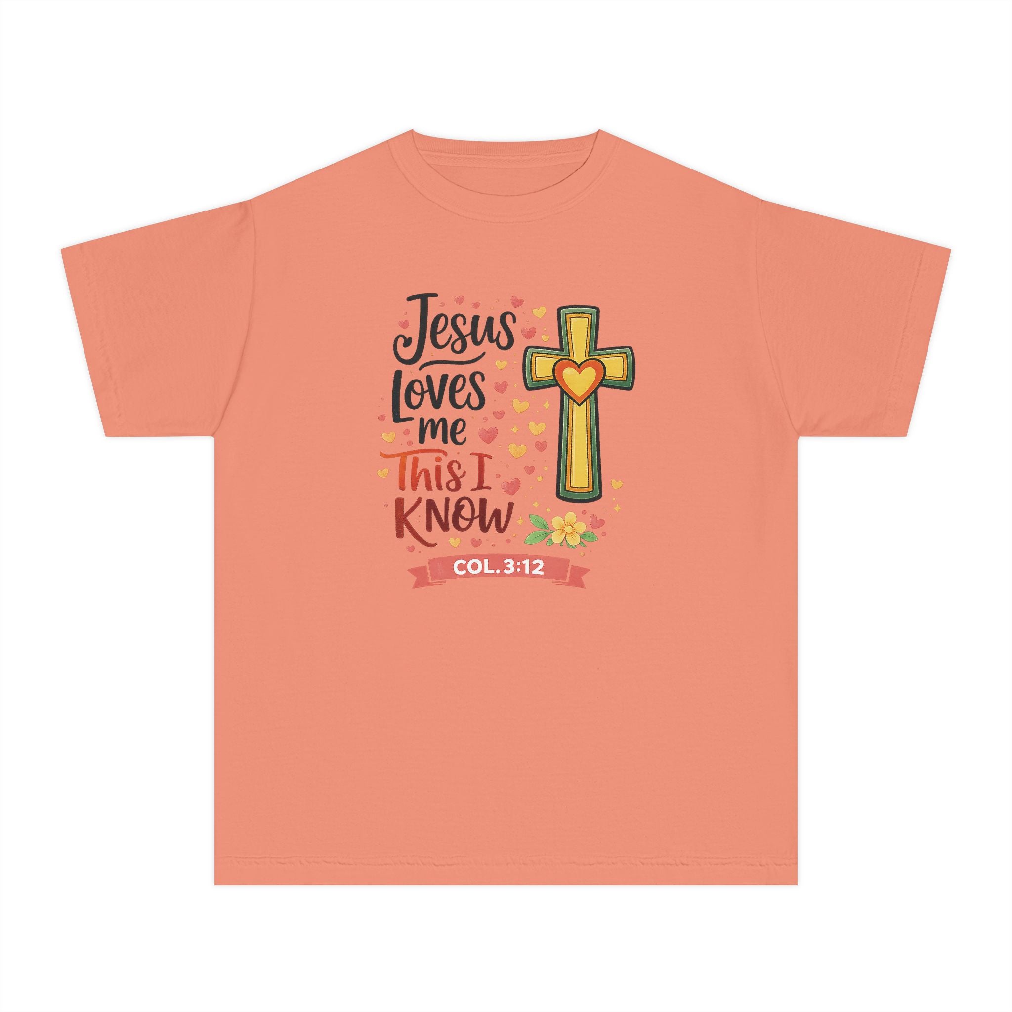 Jesus Loves Me Youth Shirt, Christian Youth T Shirt, Bible Verse Youth Tee, Faith Shirt for Girls Boys, Church Youth Shirt Colossians 312