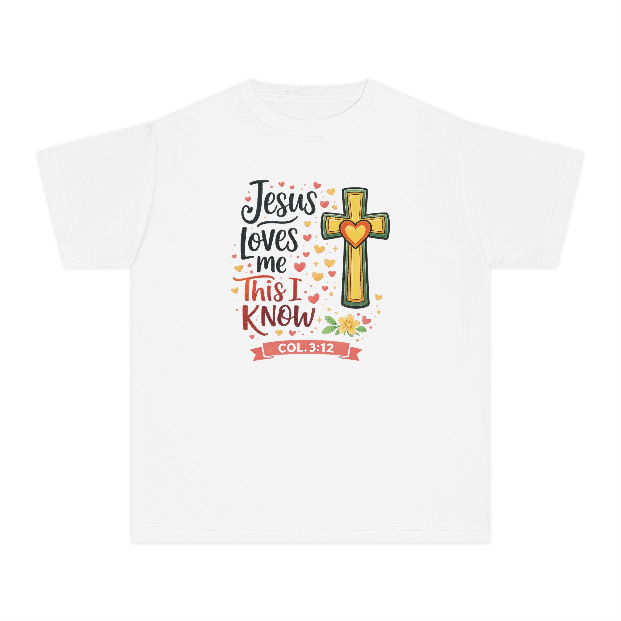 Jesus Loves Me Youth Shirt, Christian Youth T Shirt, Bible Verse Youth Tee, Faith Shirt for Girls Boys, Church Youth Shirt Colossians 312