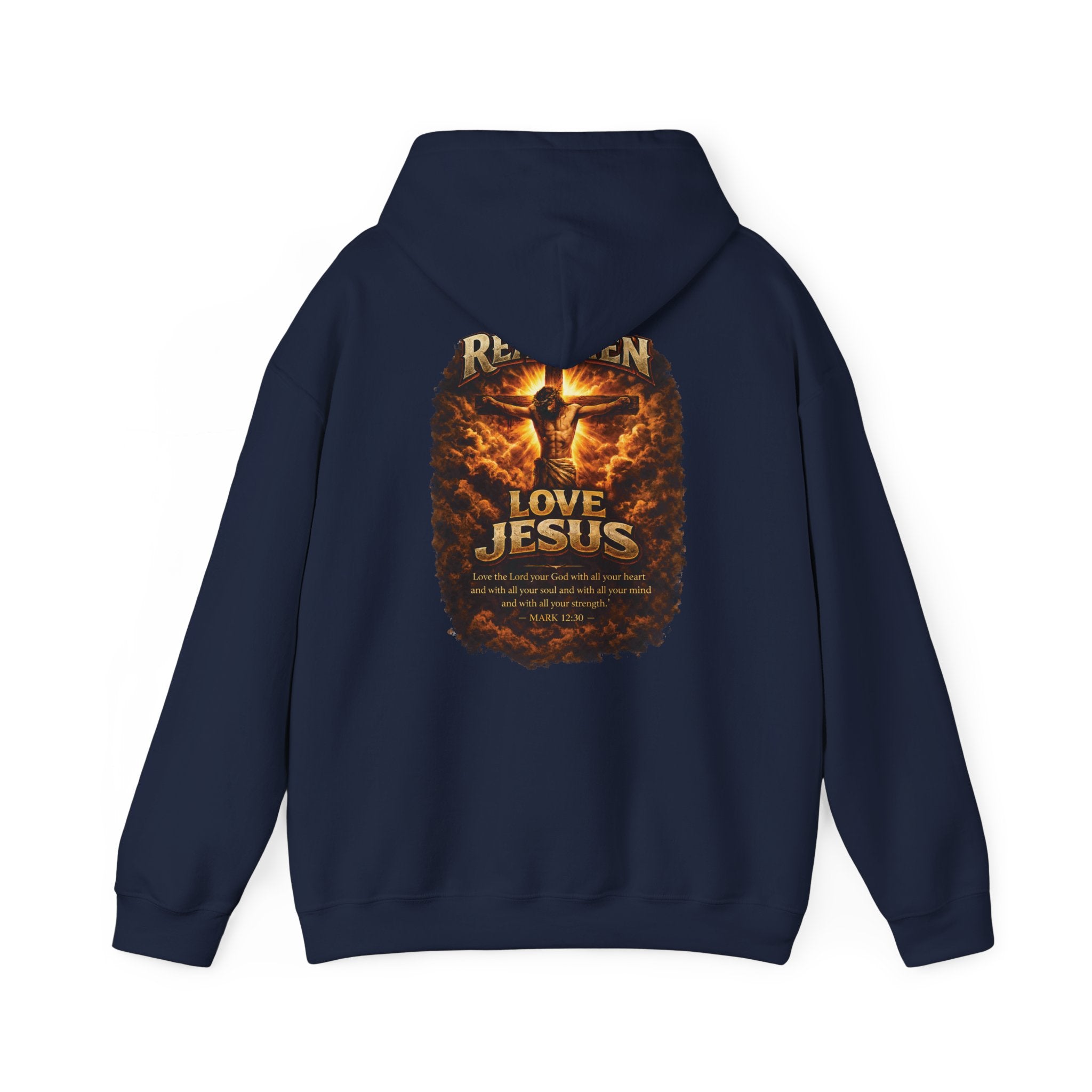 Real Men Love Jesus Hoodie, Mark 12:30 Christian Pullover Hoodie, Bold Faith Jesus Sweatshirt, Christian Mens Hoodie, Redeemed Faith Apparel