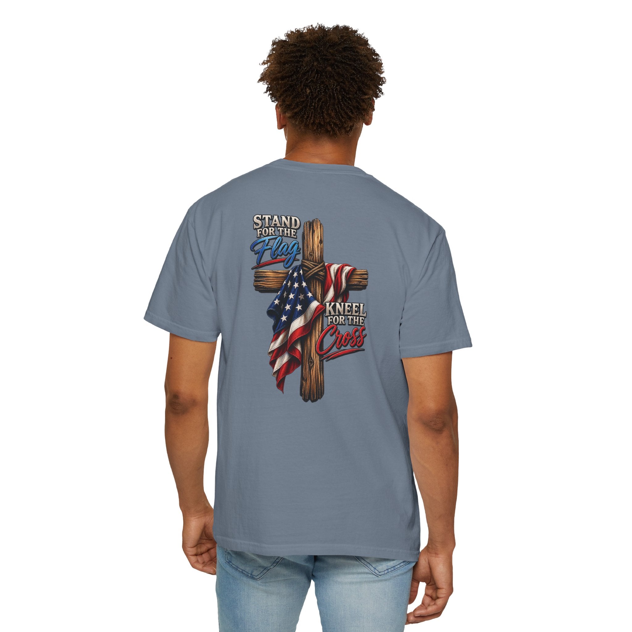 Stand for the Flag Kneel for the Cross T-Shirt, Christian Patriotic T-Shirt, American Flag & Cross Shirt, Redeemed Faith Apparel