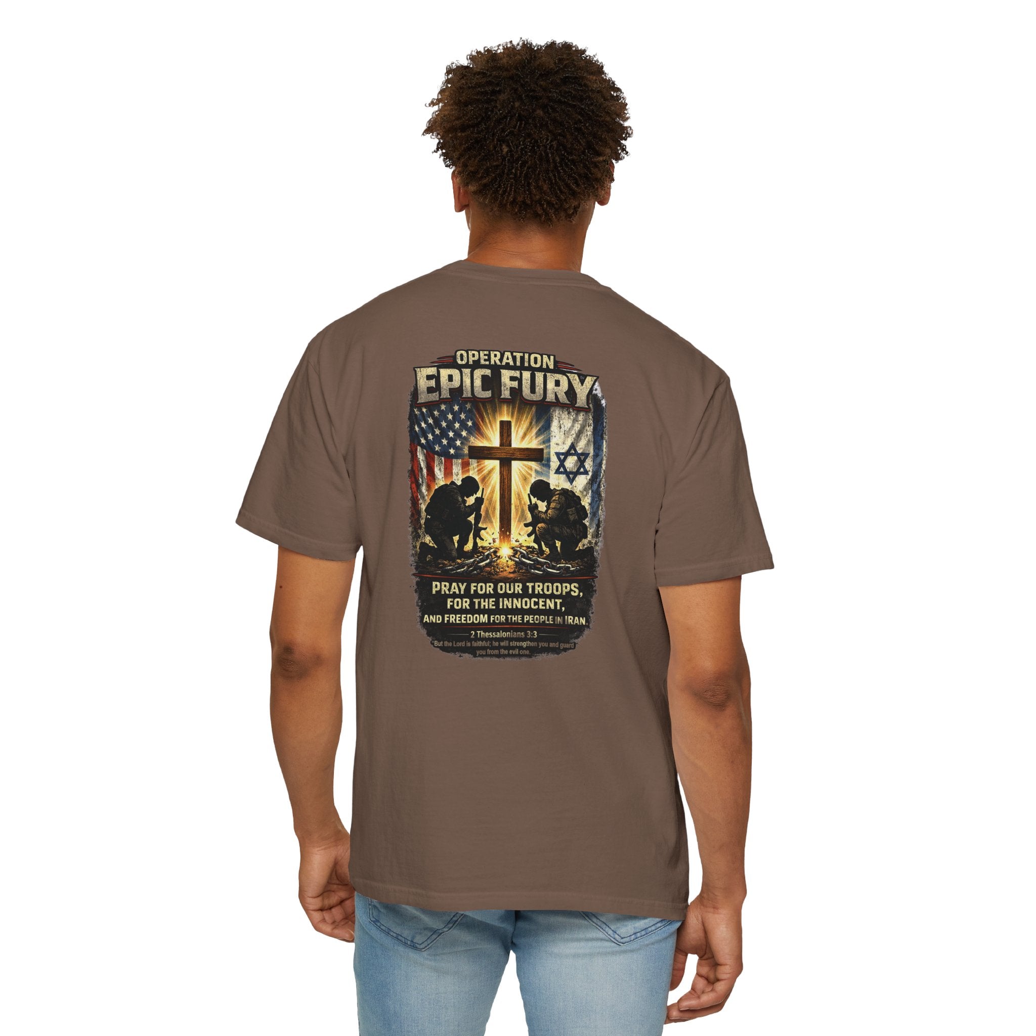 Operation Epic Fury Christian Shirt, Pray For Our Troops Shirt, 2 Thessalonians 3:3 Tee, Faith and Freedom Shirt, Redeemed Faith Apparel