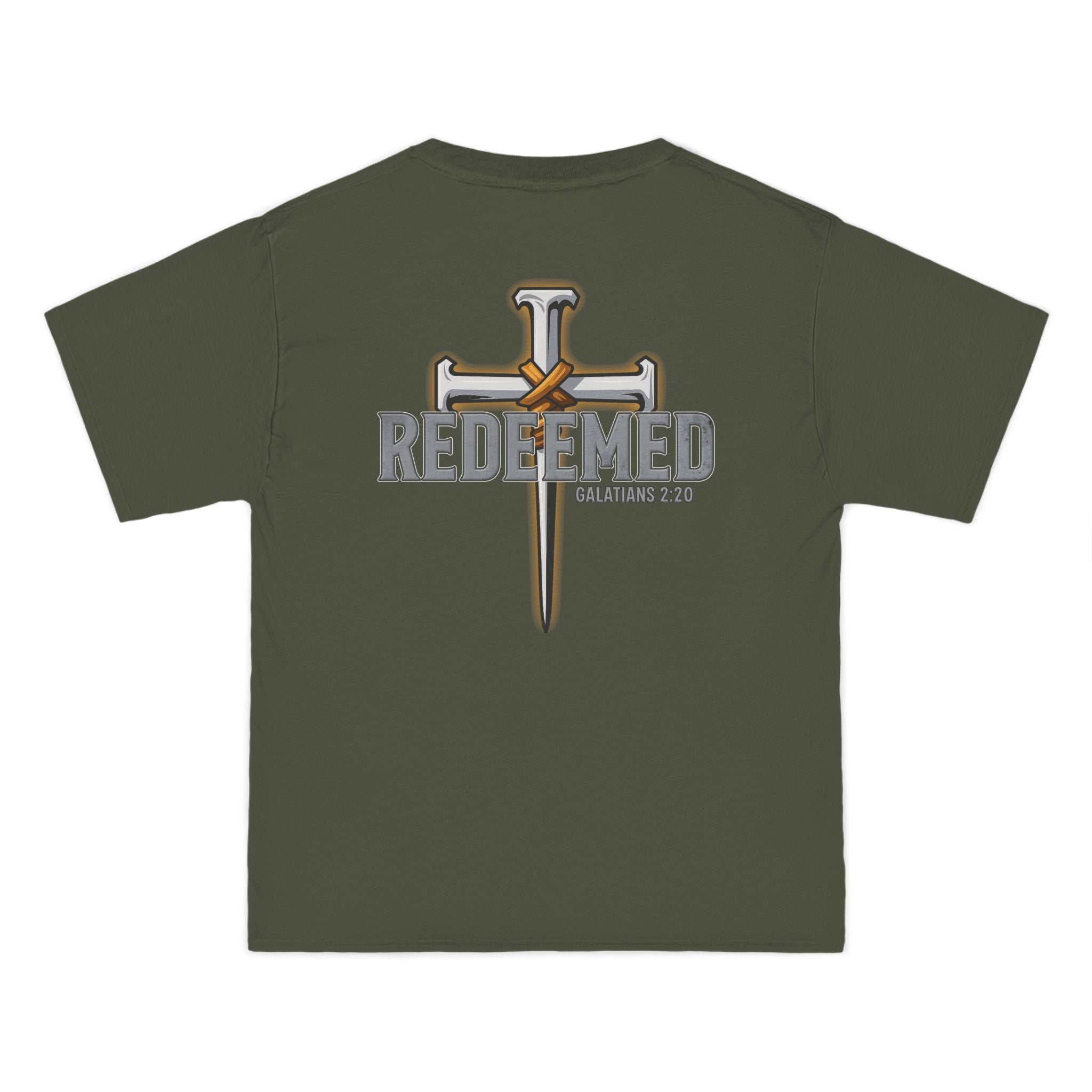 Redeemed Christian T-Shirt | Galatians 2:20 Shirt | Faith-Based Apparel | Cross Design | Religious Gift for Men & Women | Redeemed Faith Tee