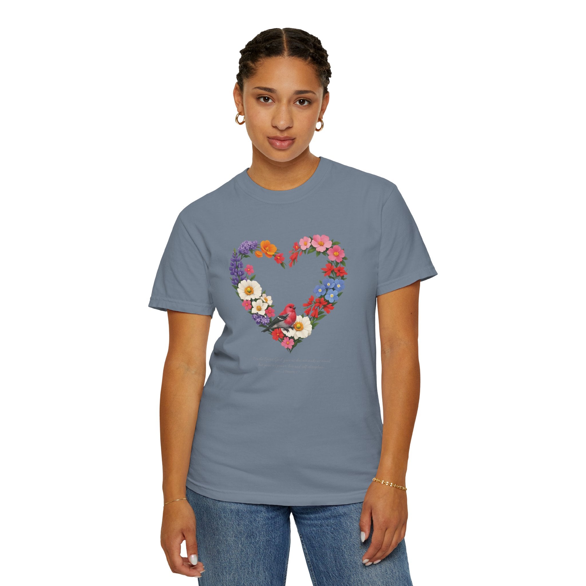 For God Has Not Given Us A Spirit Of Fear Floral Tee, 2 Timothy 1:7 Shirt, Christian Women Gift, Wildflower Heart, Redeemed Faith Apparel