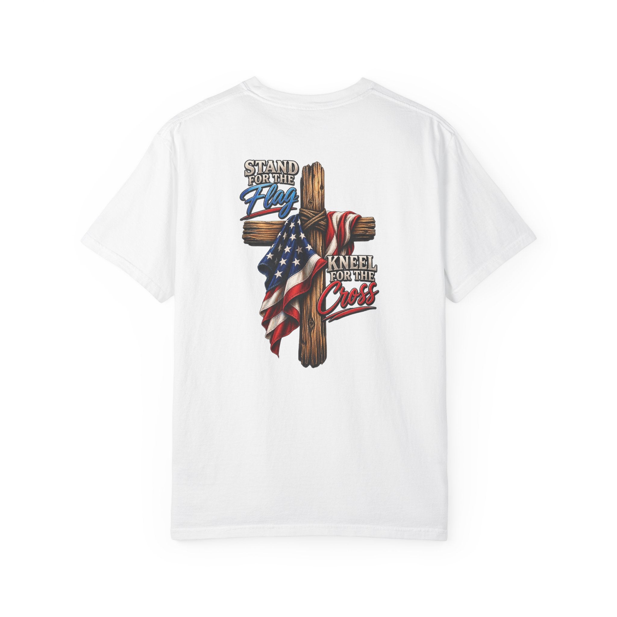 Stand for the Flag Kneel for the Cross T-Shirt, Christian Patriotic T-Shirt, American Flag & Cross Shirt, Redeemed Faith Apparel