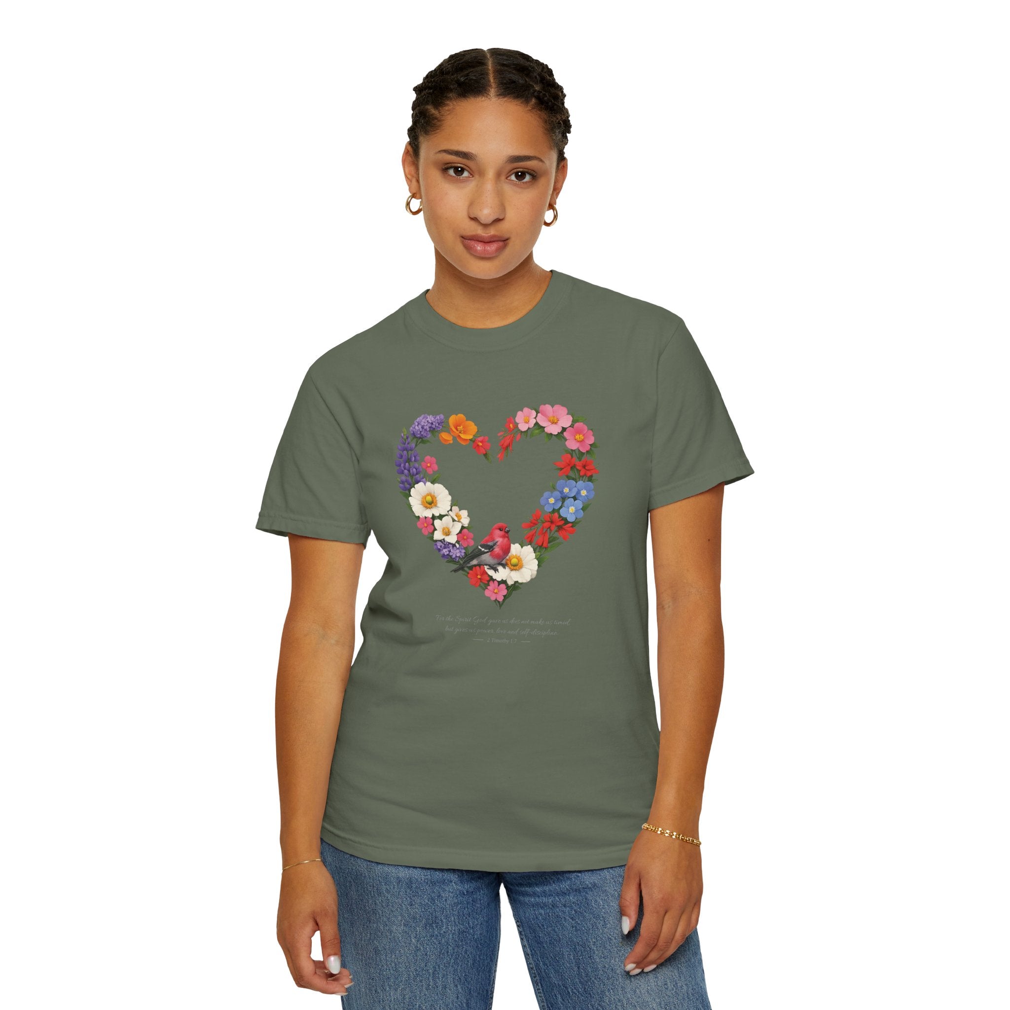 For God Has Not Given Us A Spirit Of Fear Floral Tee, 2 Timothy 1:7 Shirt, Christian Women Gift, Wildflower Heart, Redeemed Faith Apparel