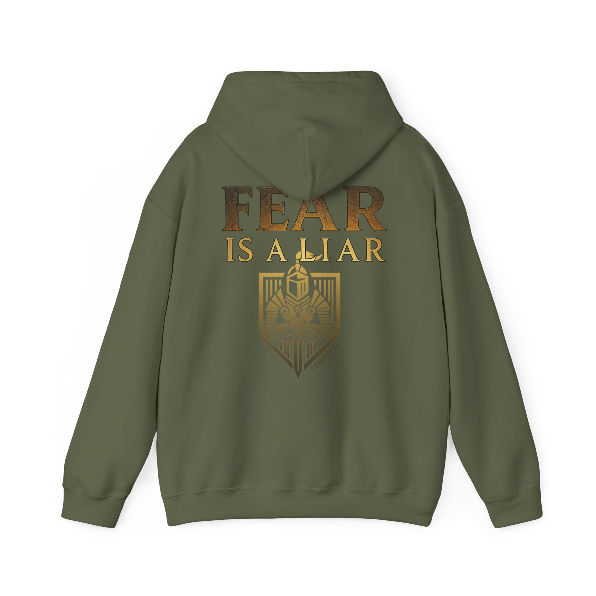 Fear Is a Liar Hoodie - 2 Timothy 1:7, Warrior of Faith, Motivational Heavy Blend Sweatshirt for Adults, Cozy Casual Wear, Christian Apparel