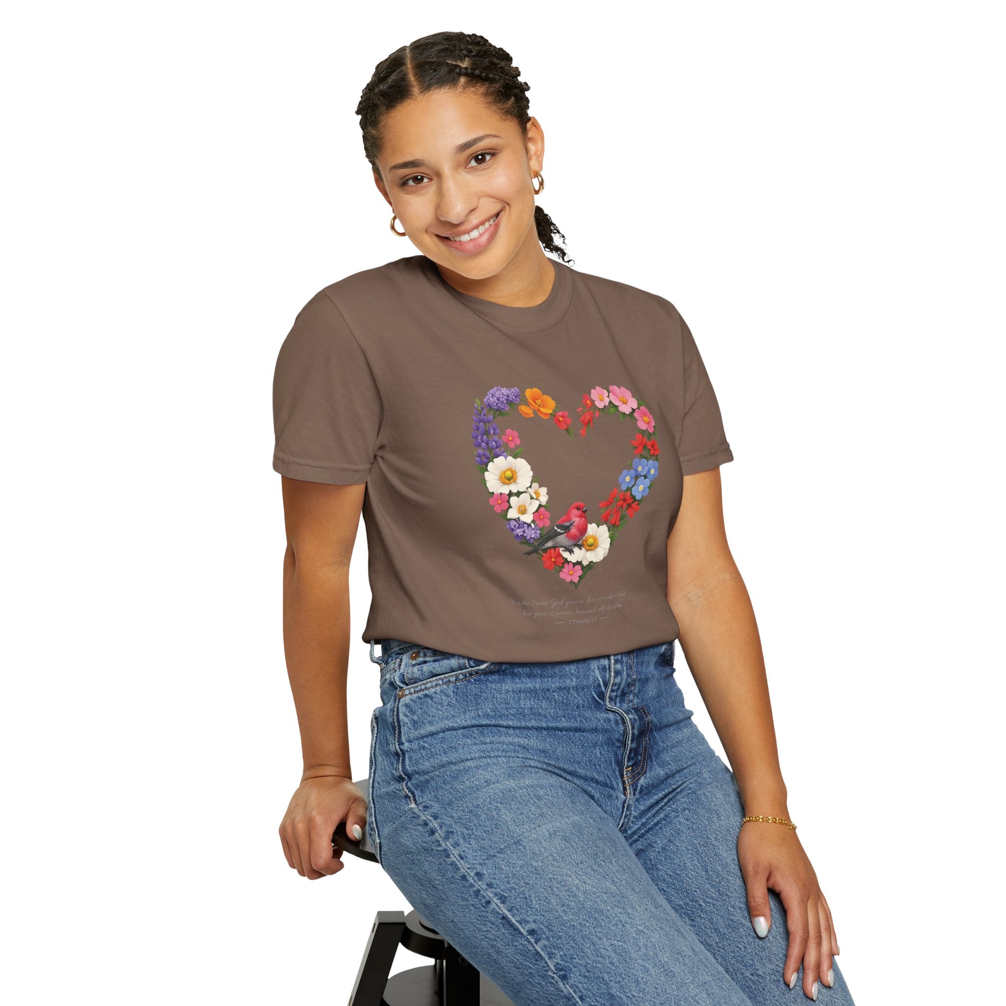 For God Has Not Given Us A Spirit Of Fear Floral Tee, 2 Timothy 1:7 Shirt, Christian Women Gift, Wildflower Heart, Redeemed Faith Apparel