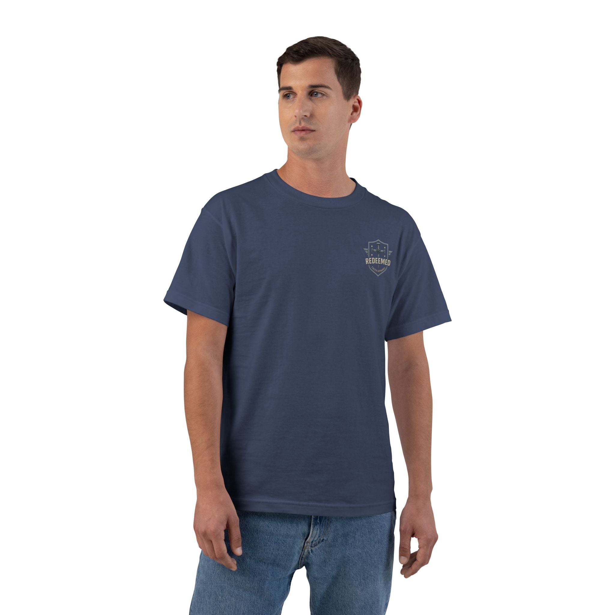Redeemed Christian T-Shirt | Galatians 2:20 Shirt | Faith-Based Apparel | Cross Design | Religious Gift for Men & Women | Redeemed Faith Tee