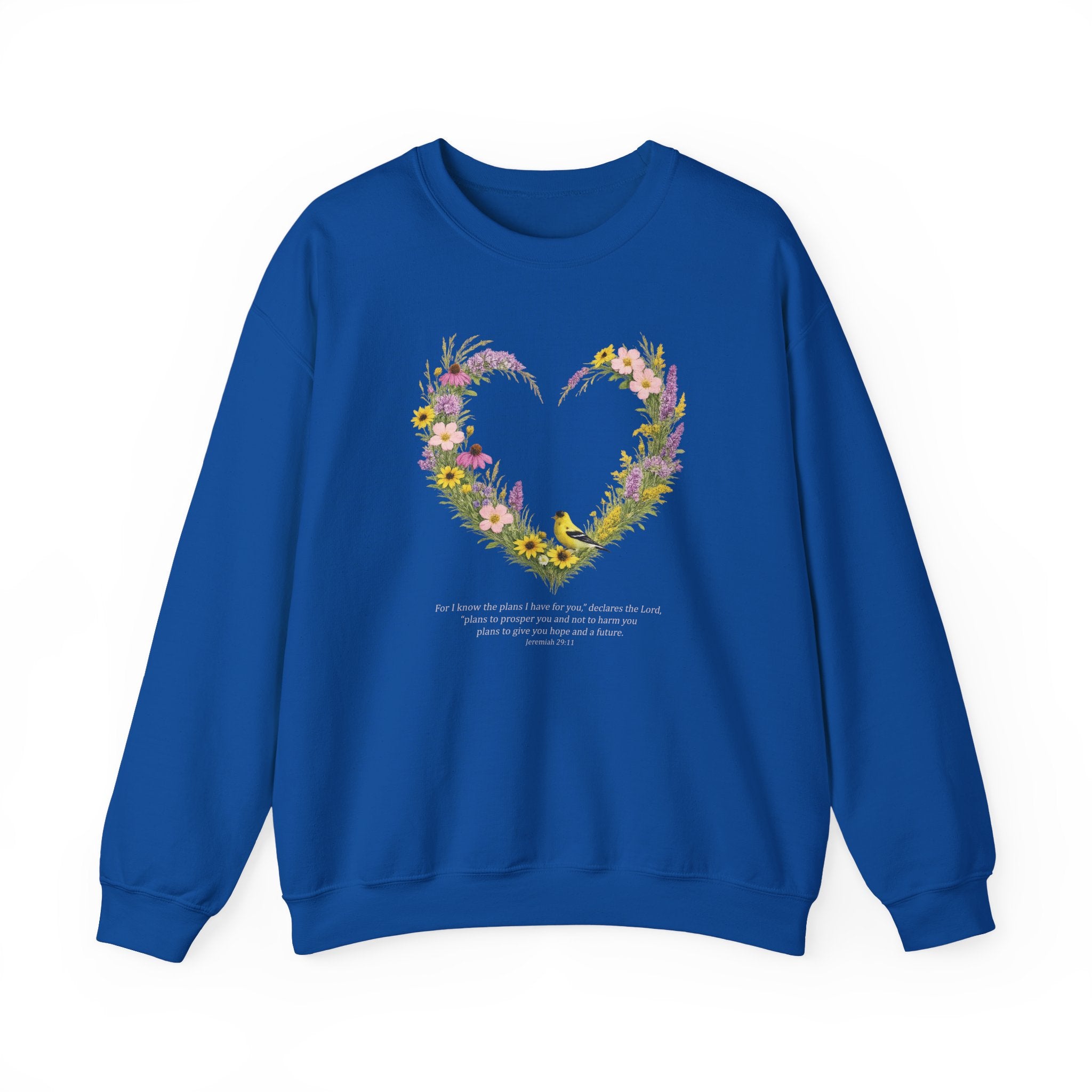 Jeremiah 29 11 Sweatshirt, Christian Floral Faith Sweatshirt, Wildflower Heart Bird Womens Gift, Redeemed Faith Apparel, Boho Sweatshirt