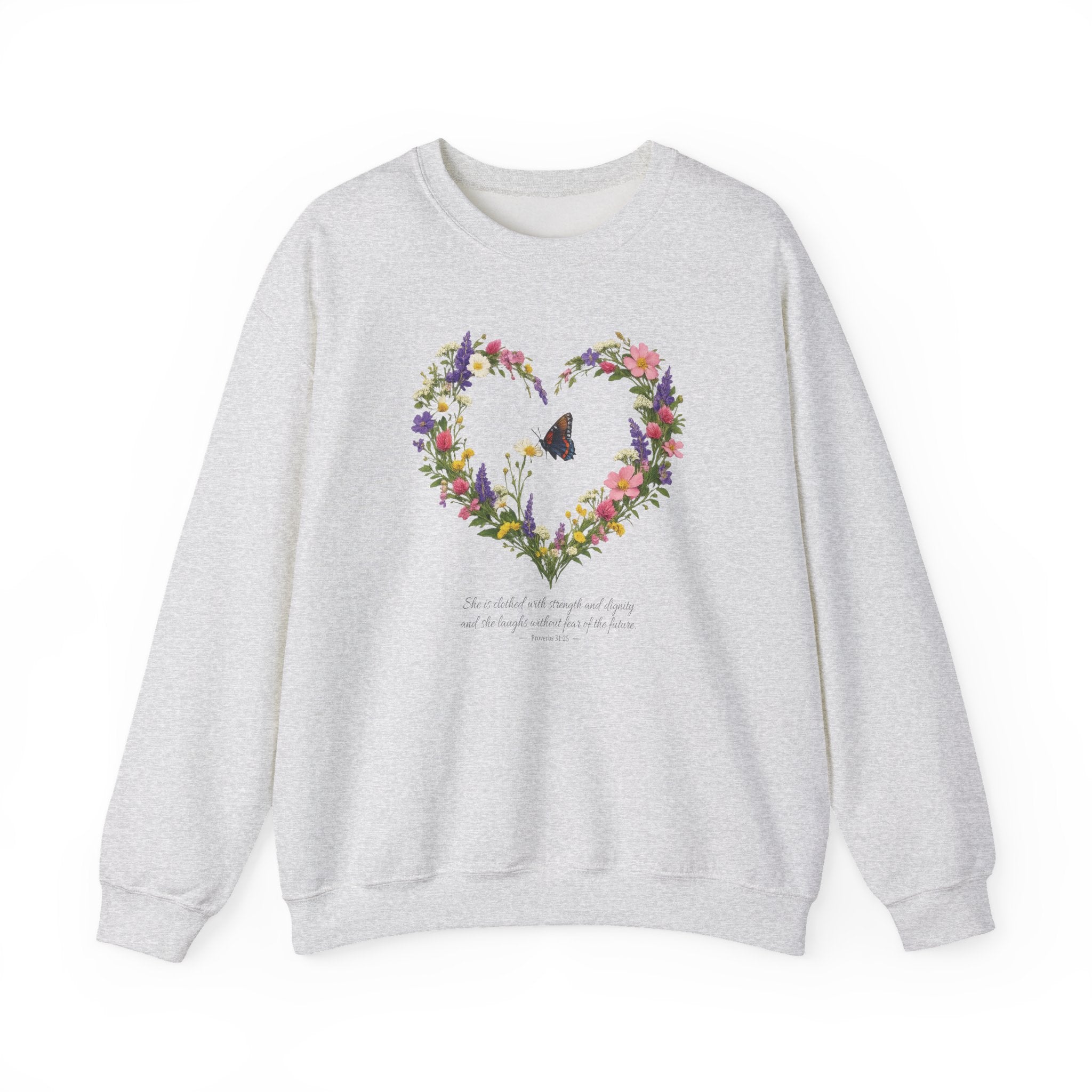 Proverbs 31:25 Sweatshirt, She is Clothed With Strength Christian Floral Sweatshirt, Womens Faith Gift, Redeemed Faith Apparel, Boho Sweater
