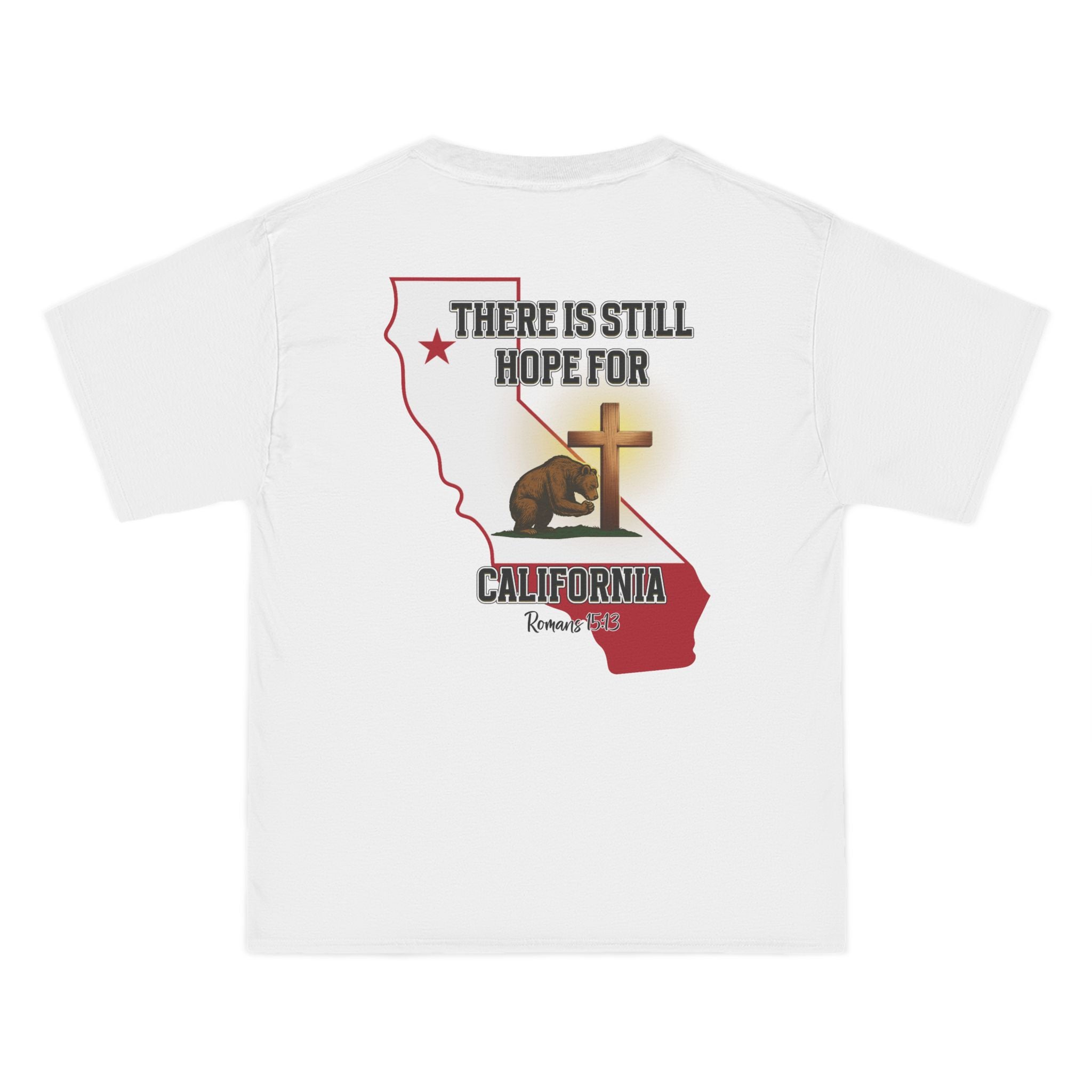 CA-There Is Still Hope for California, Christian Shirt, Romans 1513, Bear and Cross, Redeemed Faith Apparel, God Bless America Collection