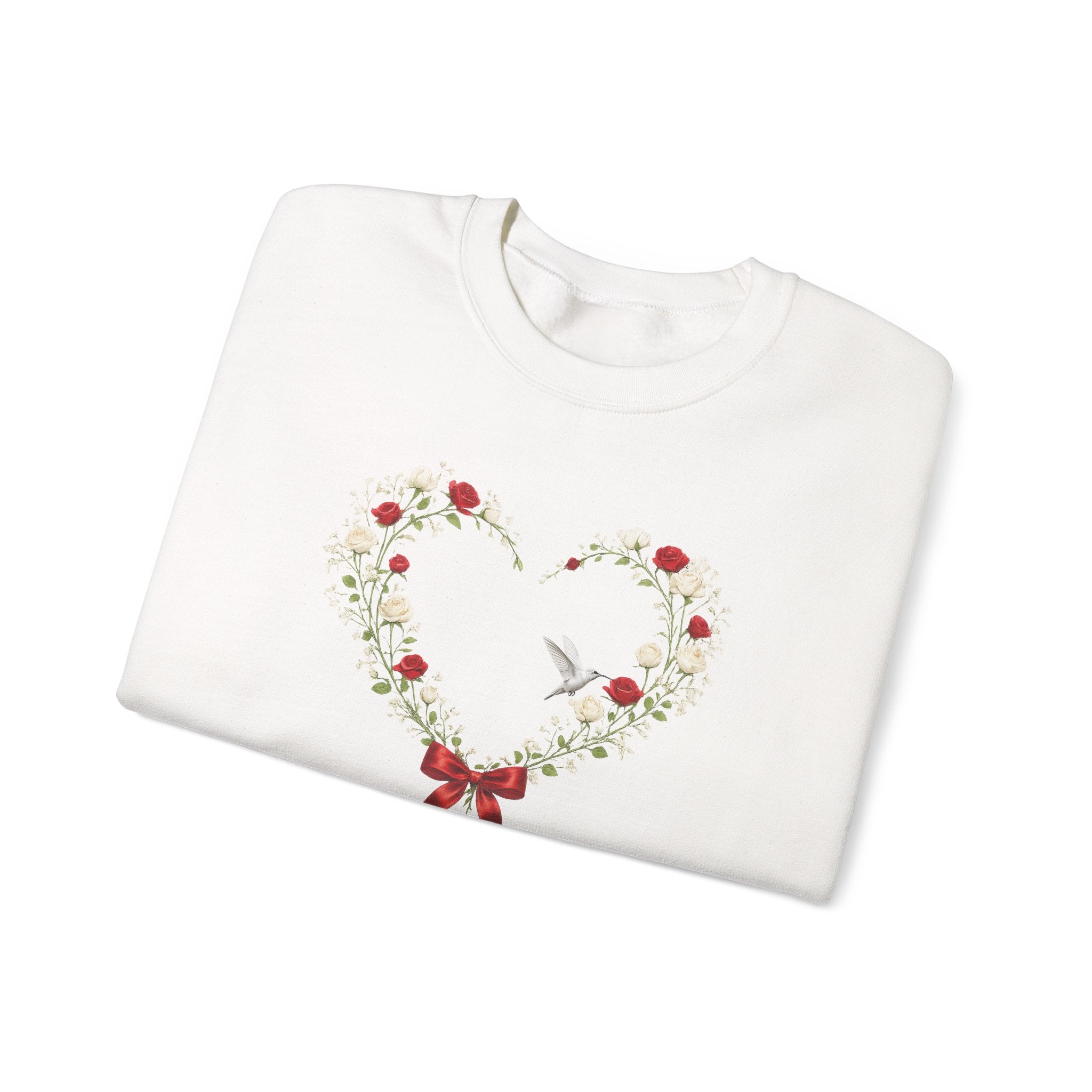 Christian Wildflower Heart Sweatshirt, 1 John 4:19 Floral  Faith Sweatshirt, Rose Hummingbird Womens Gift, Redeemed Faith Apparel, Boho Top