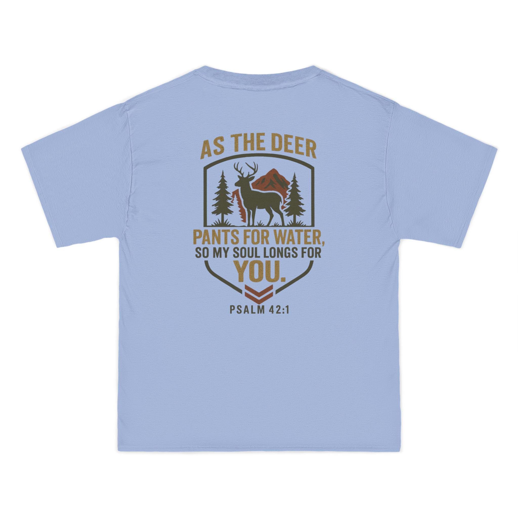 As the Deer Christian T-Shirt - Psalm 42:1 Bible Verse Tee, Faith and Outdoors Graphic Shirt, Inspirational Scripture Gift for Men & Women