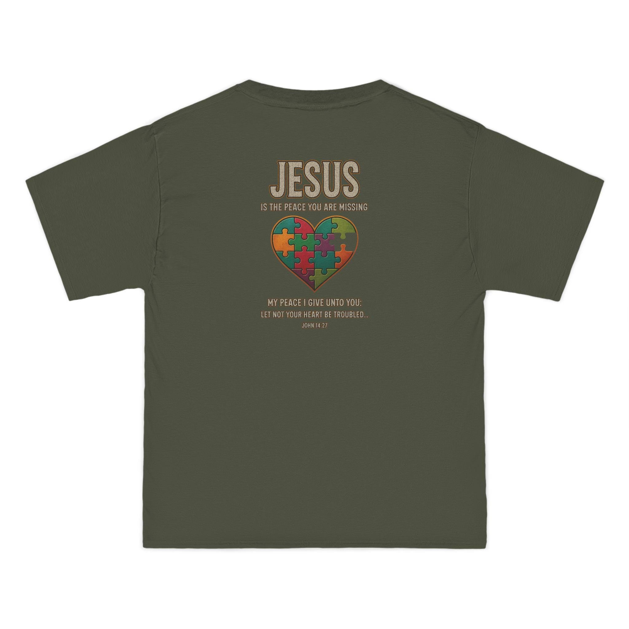 Jesus Is the Peace You Are Missing Shirt - John 14:27 Christian Puzzle Heart Faith T-Shirt, Christian Gifts for Men and Women, Trouble Heart