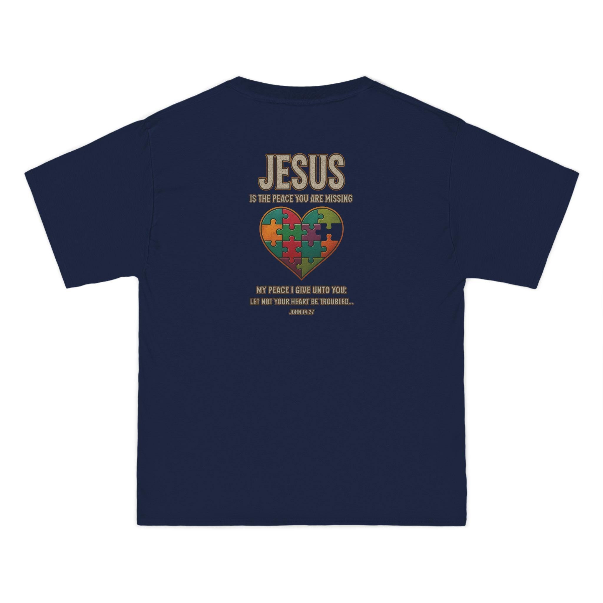 Jesus Is the Peace You Are Missing Shirt - John 14:27 Christian Puzzle Heart Faith T-Shirt, Christian Gifts for Men and Women, Trouble Heart