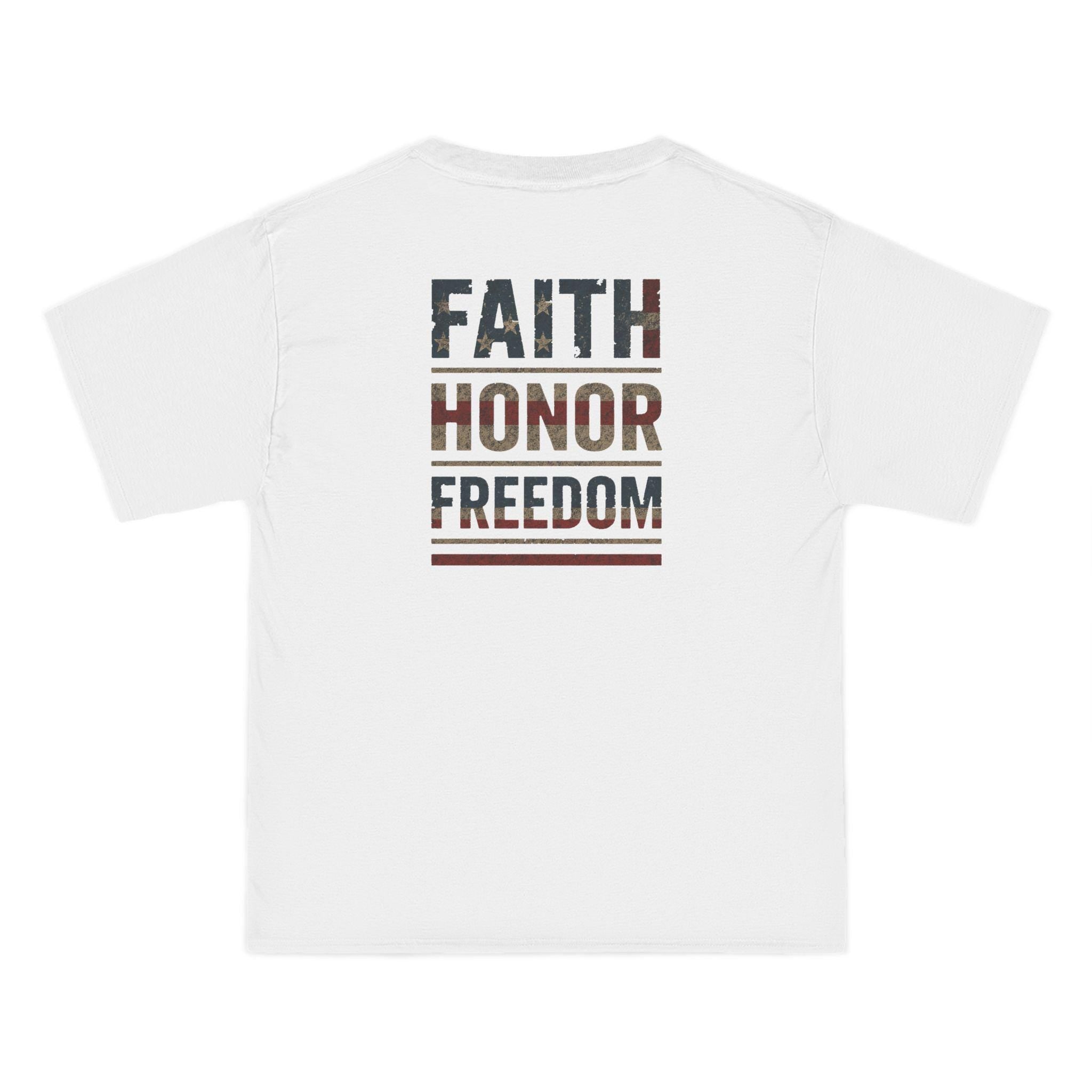 Faith Honor Freedom T-Shirt: Patriotic Christian American Flag Tee