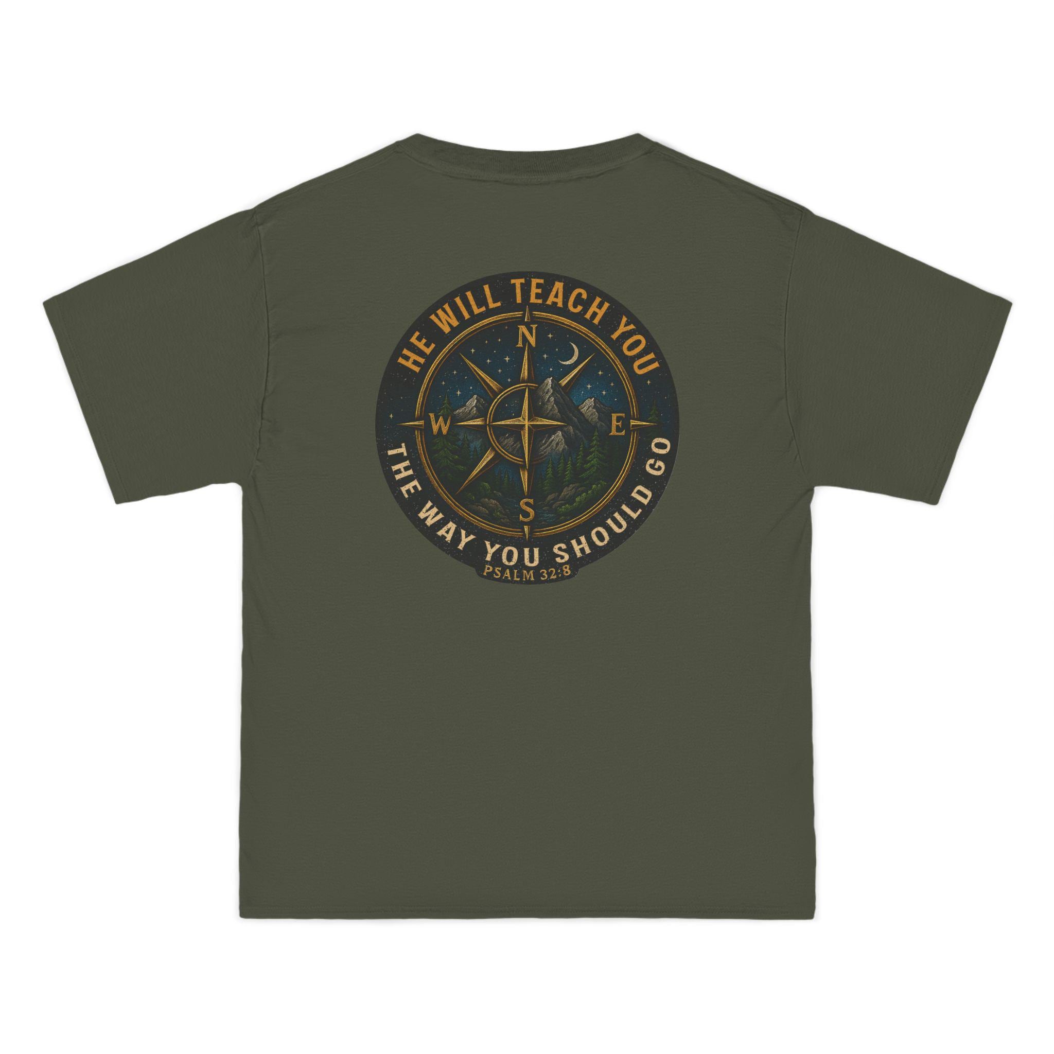 He Will Teach You the Way You Should Go Shirt | Psalm 32 8 Christian Compass Tee | Faith Outdoor Shirt for Men & Women | Redeemed Faith