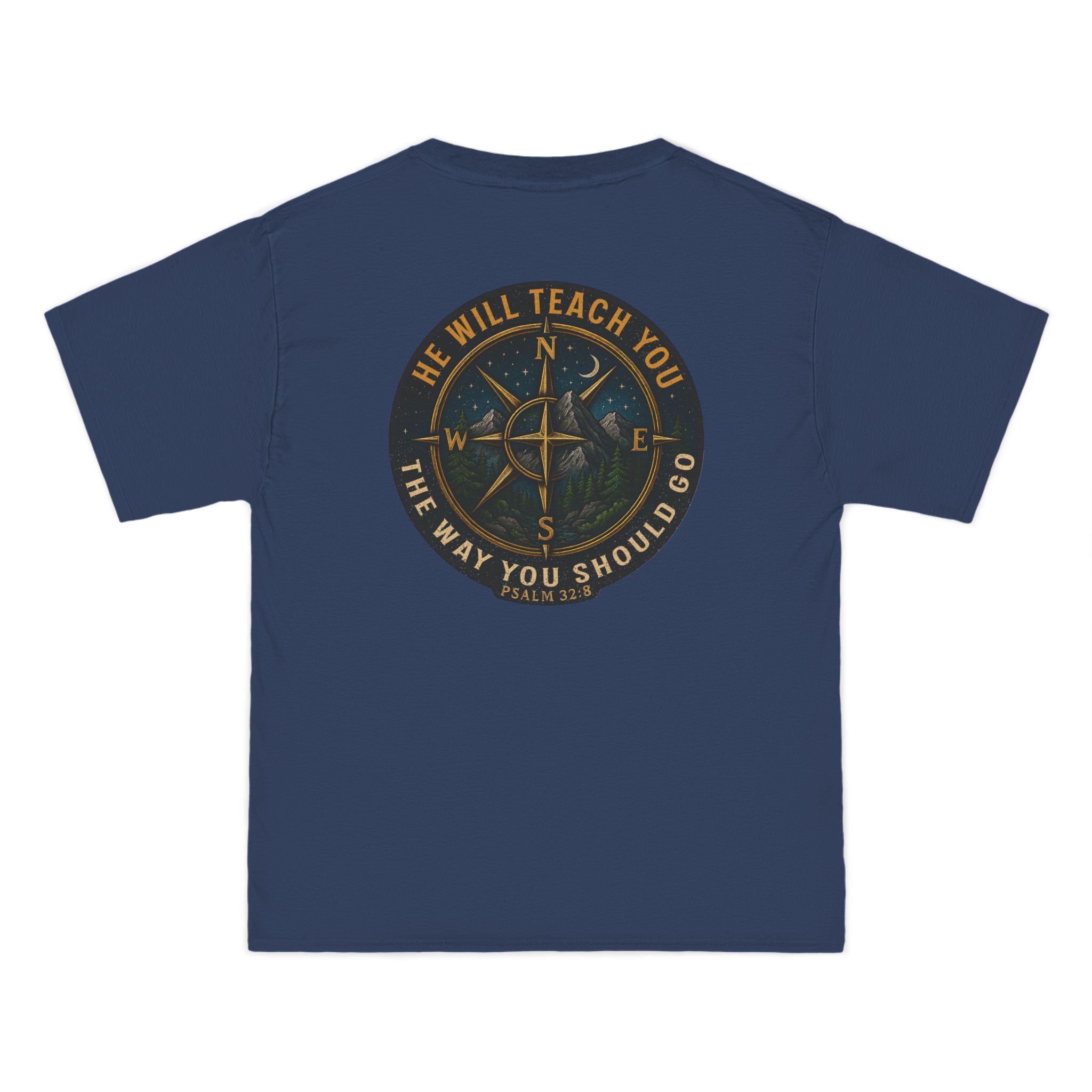 He Will Teach You the Way You Should Go Shirt | Psalm 32 8 Christian Compass Tee | Faith Outdoor Shirt for Men & Women | Redeemed Faith