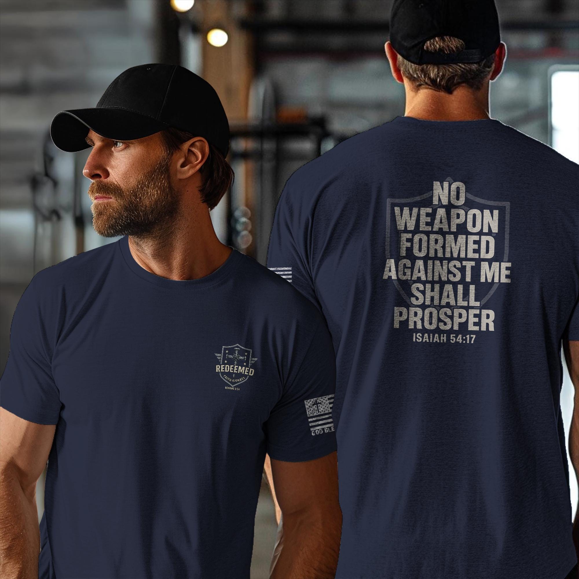 No Weapon Formed Against Me Shall Prosper Shirt | Isaiah 54:17 | Christian Warrior Faith Tee for Men & Women | God Protected | Secure in God