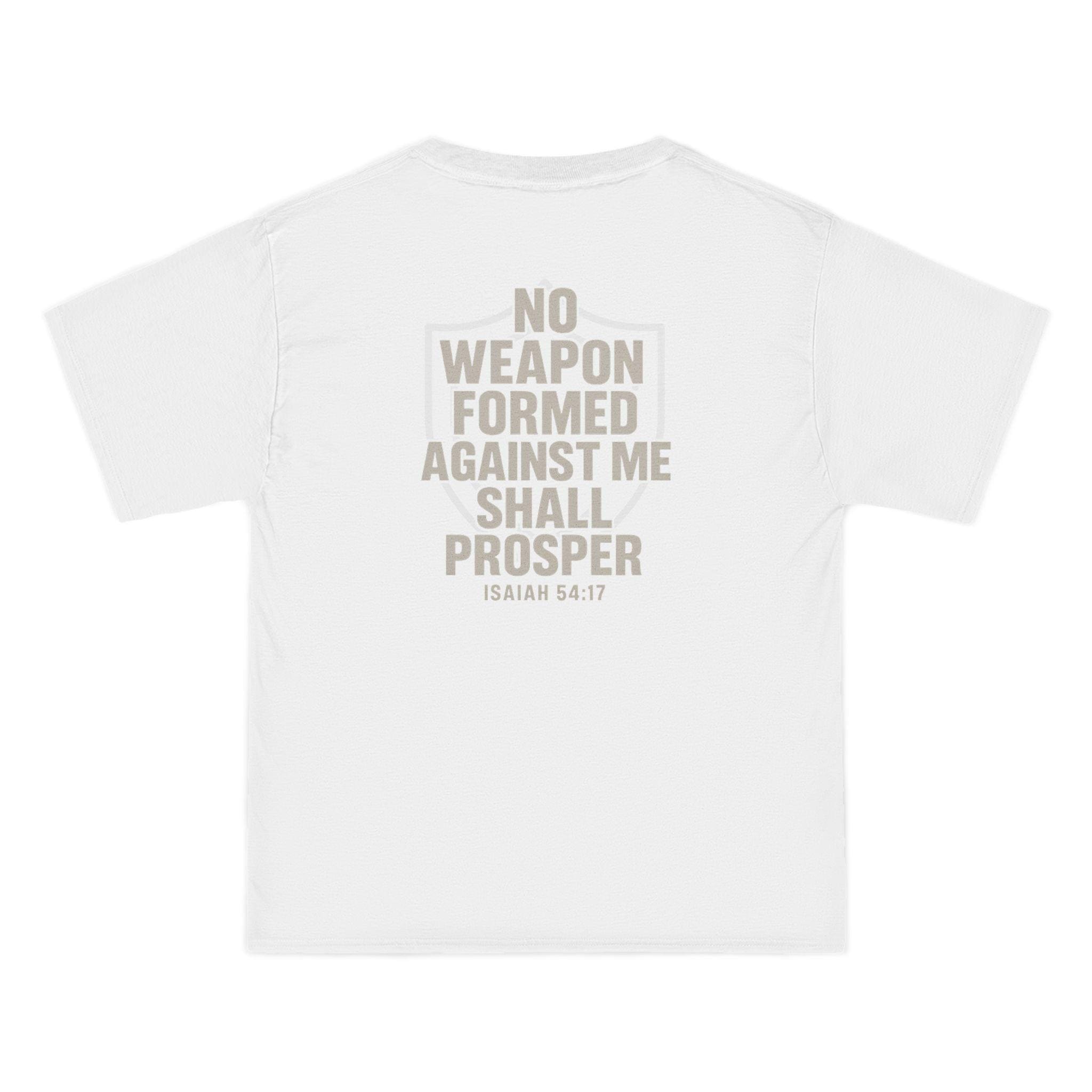 No Weapon Formed Against Me Shall Prosper Shirt | Isaiah 54:17 | Christian Warrior Faith Tee for Men & Women | God Protected | Secure in God