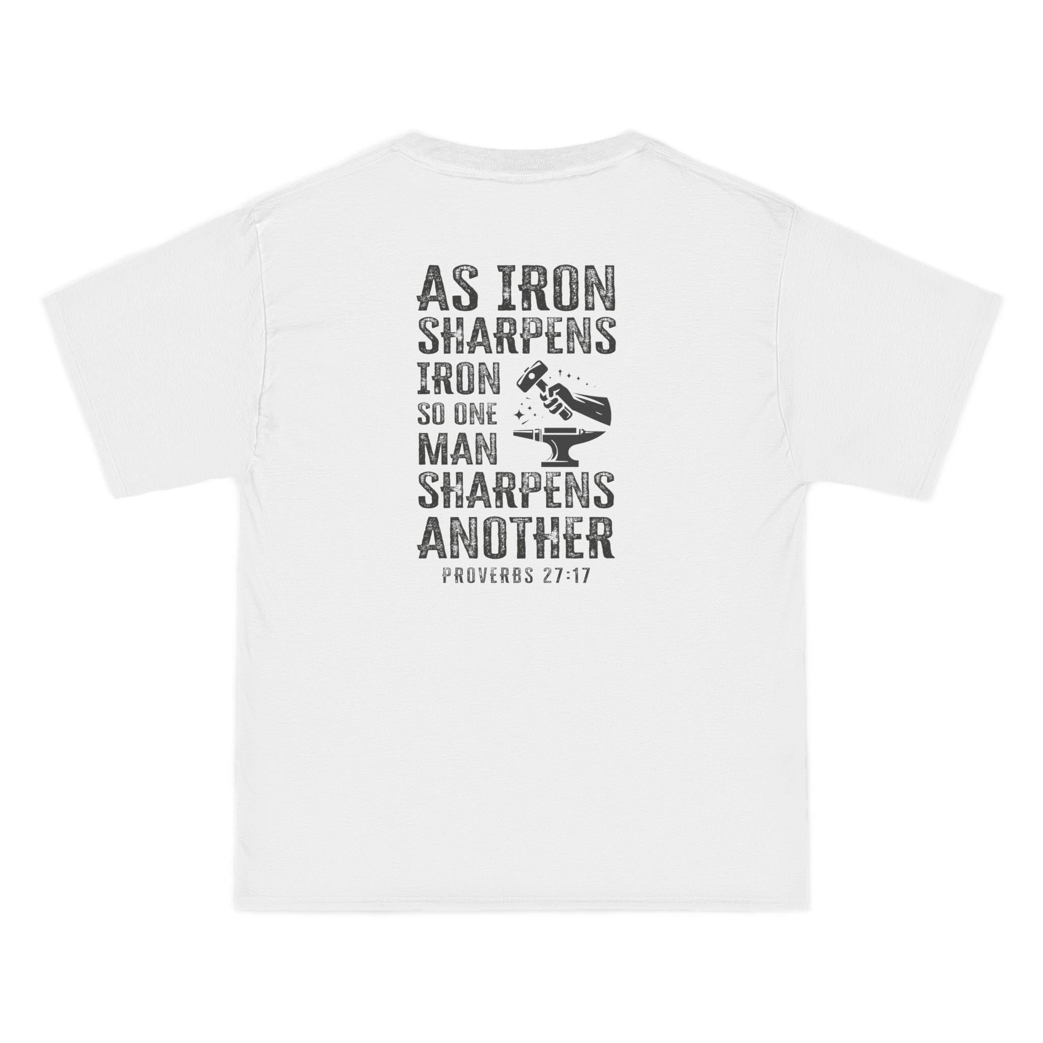 As Iron Sharpens Iron Christian Shirt | Proverbs 27:17 | Faith & Brotherhood Tee for Men | Inspirational Scripture Shirt | Hammer and Anvil