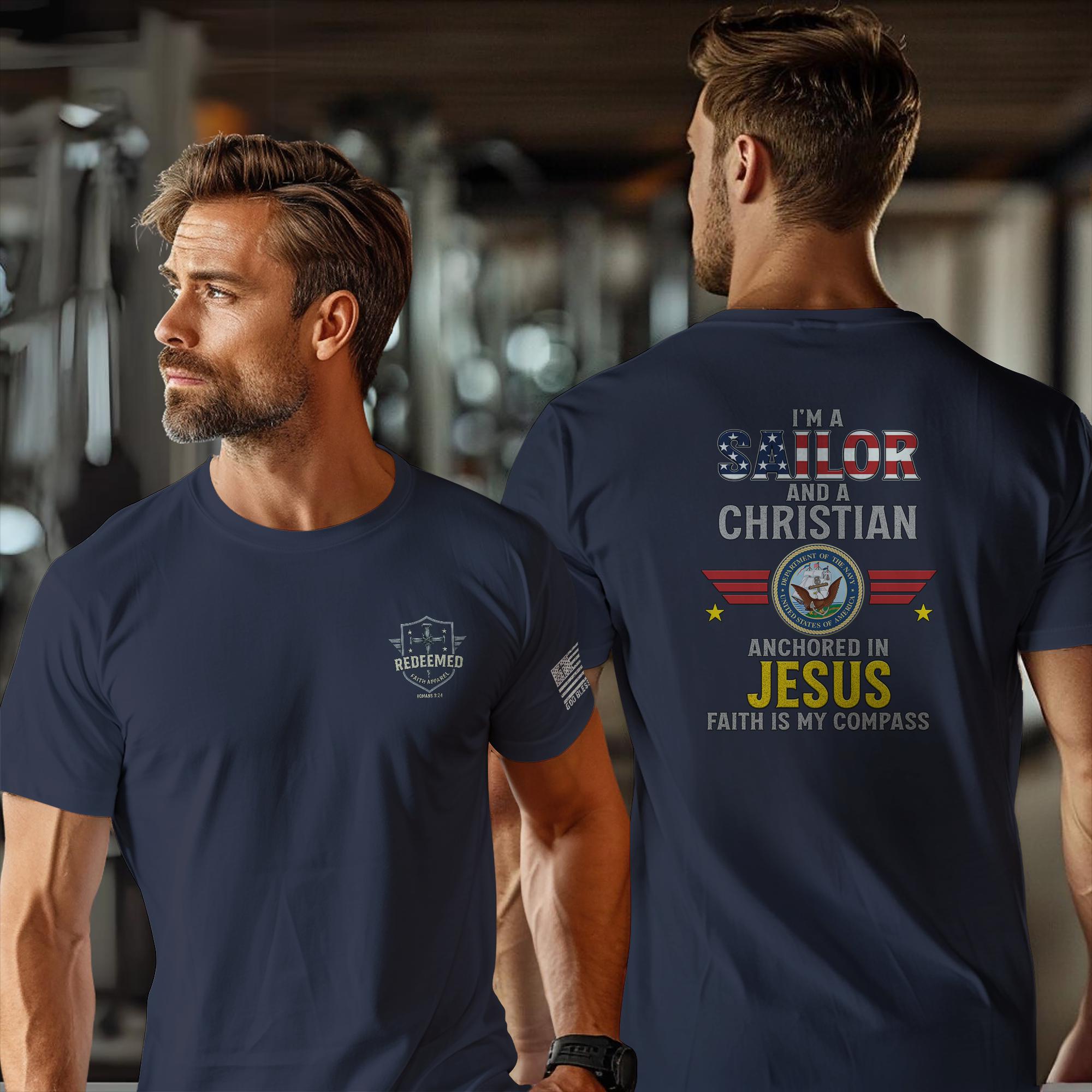 Christian Sailor T-Shirt: Patriotic Navy Emblem Tee