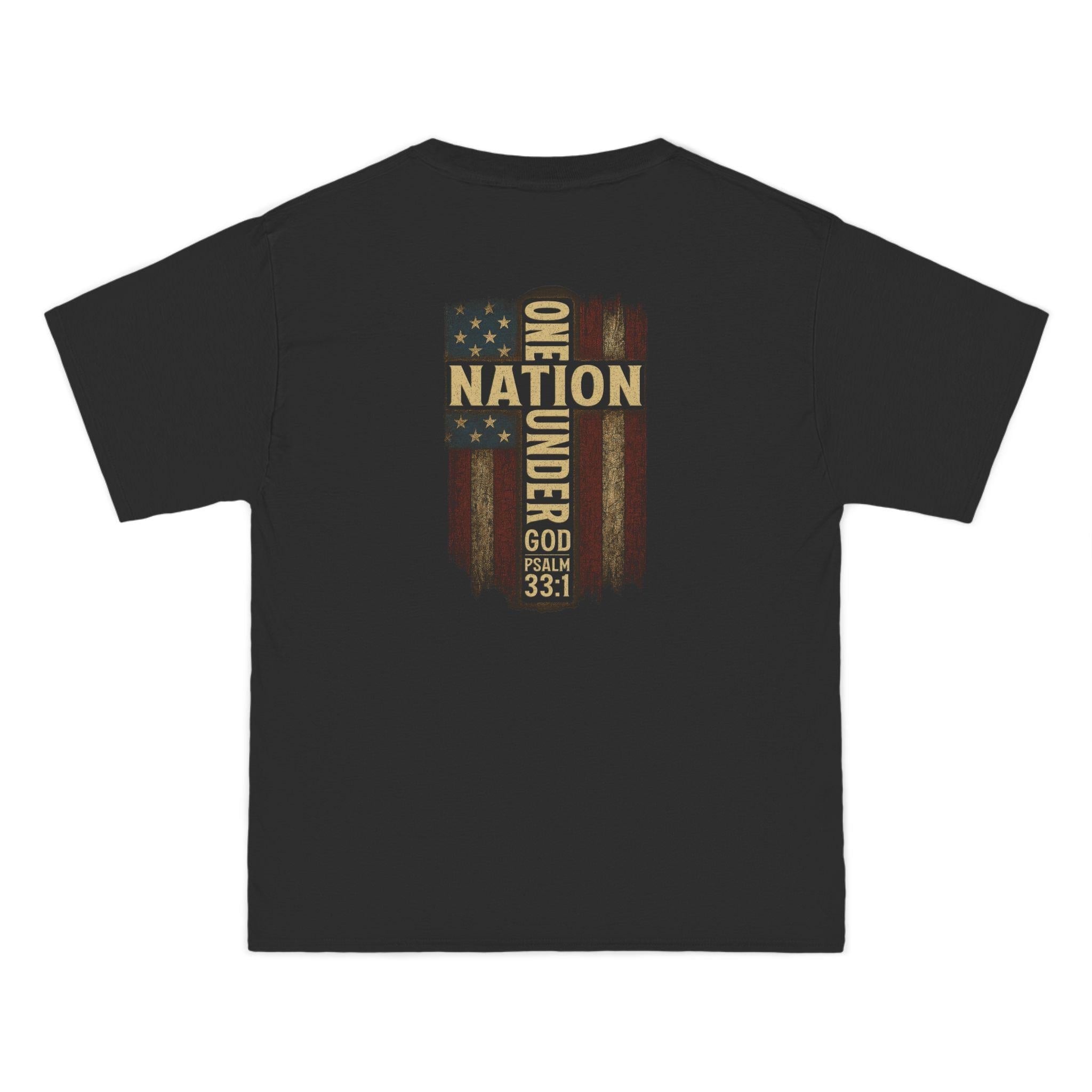 One Nation Under God Shirt: Christian Patriotic USA Flag Cross Tee